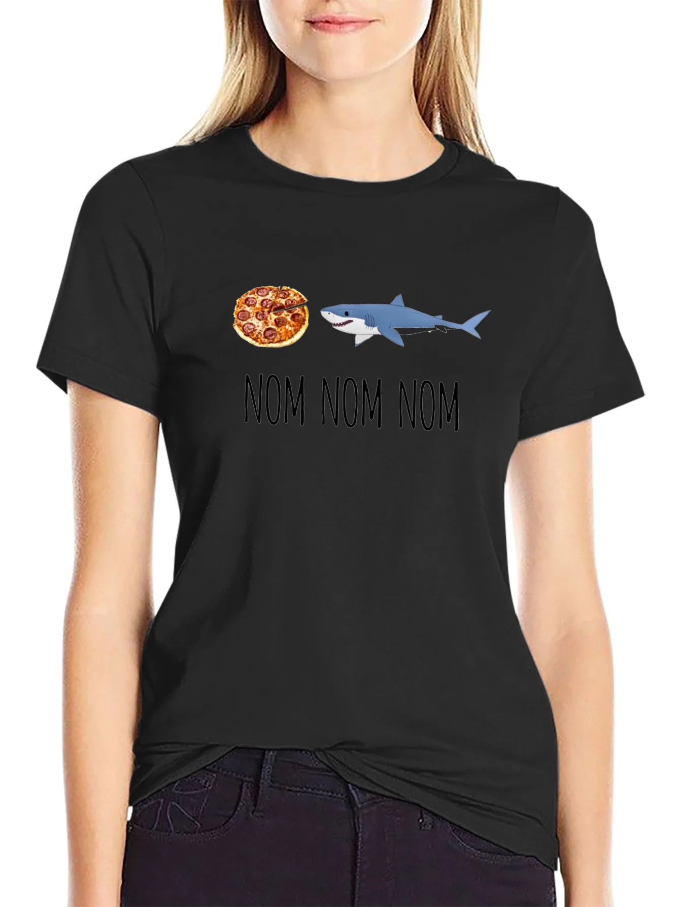 Rebbecca Pizza Shark T-Shirt - Nom Nom Nom Design