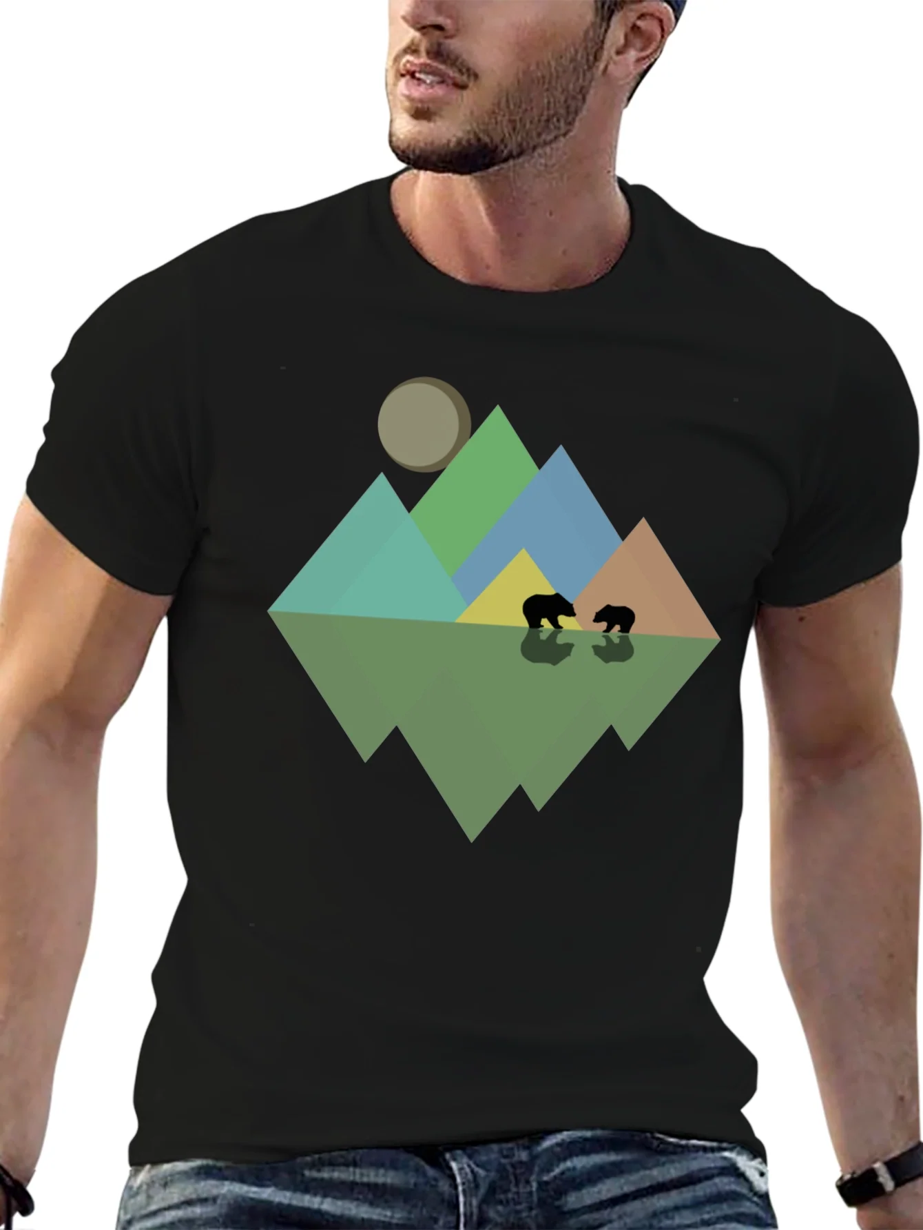 Camiseta Hombre Dise?o Monta?as y Osos
