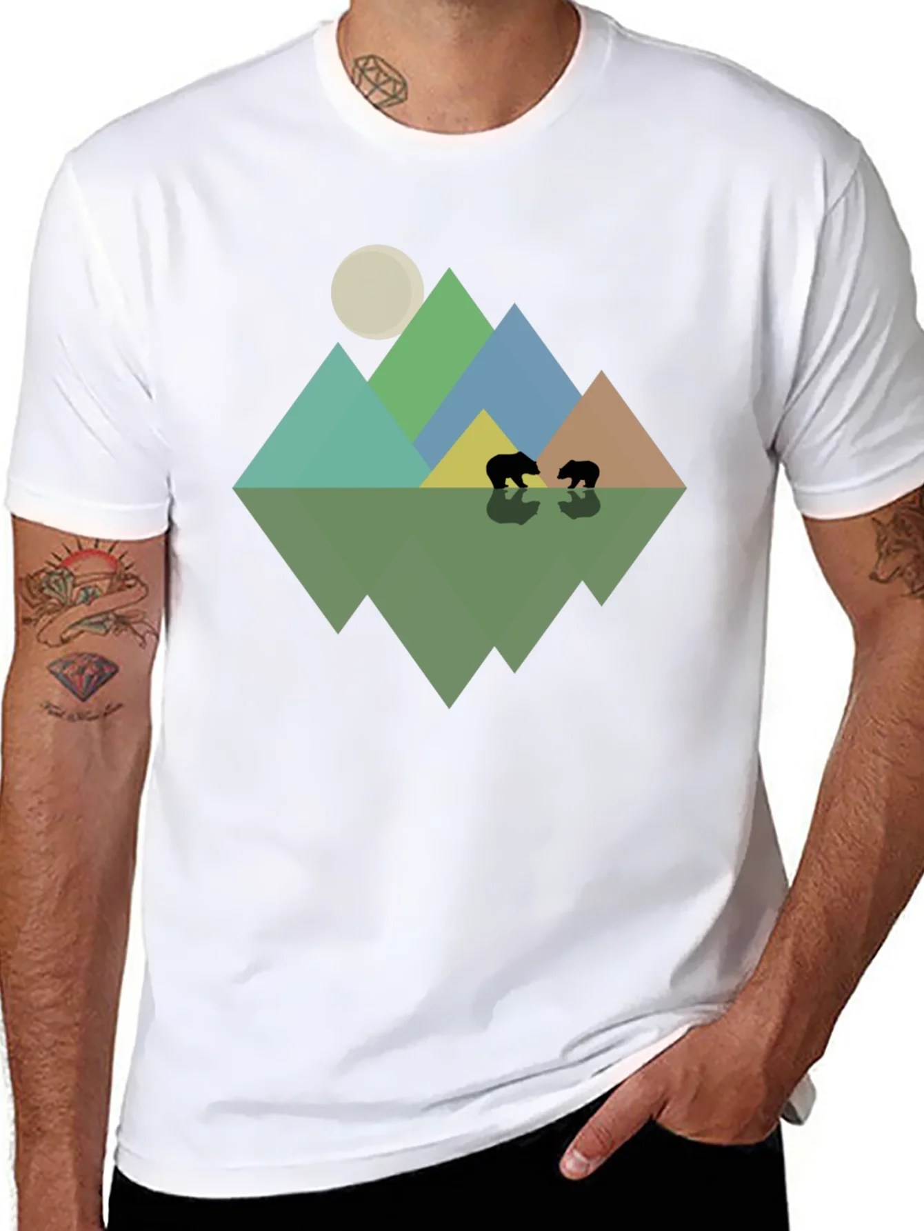 Camiseta Hombre Dise?o Monta?as y Osos