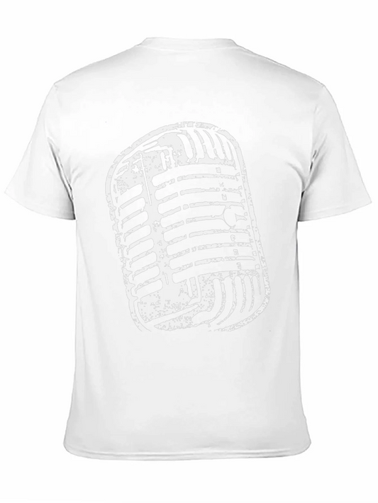 Camiseta Negra con Dise?o de Micr¨®fono Vintage