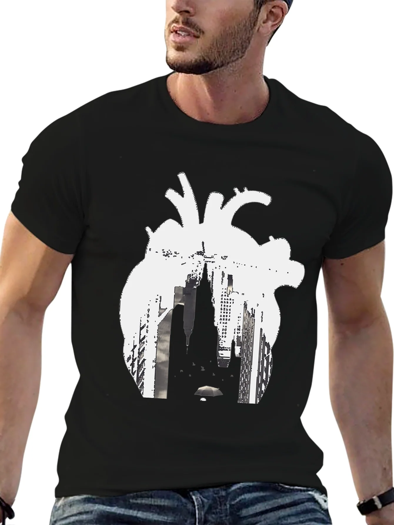 Camiseta Negra Coraz¨®n Urbano Hombre