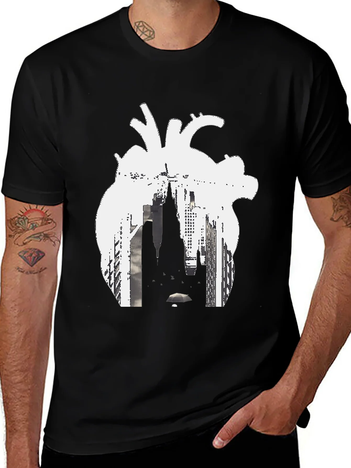 Camiseta Negra Coraz¨®n Urbano Hombre