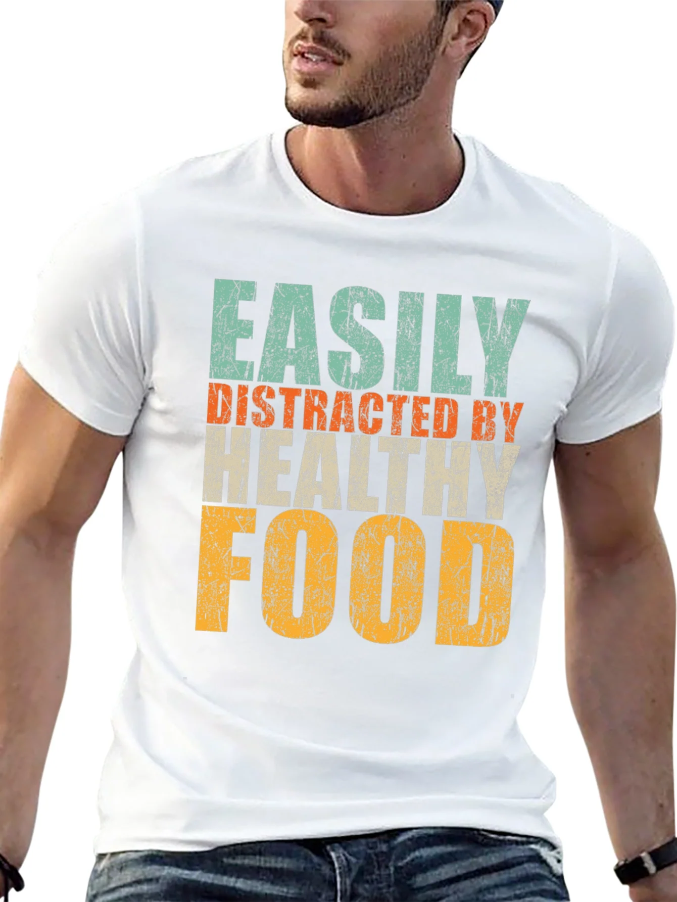 Camiseta Hombre: F¨¢cilmente Distra¨ªdo por Comida Saludable