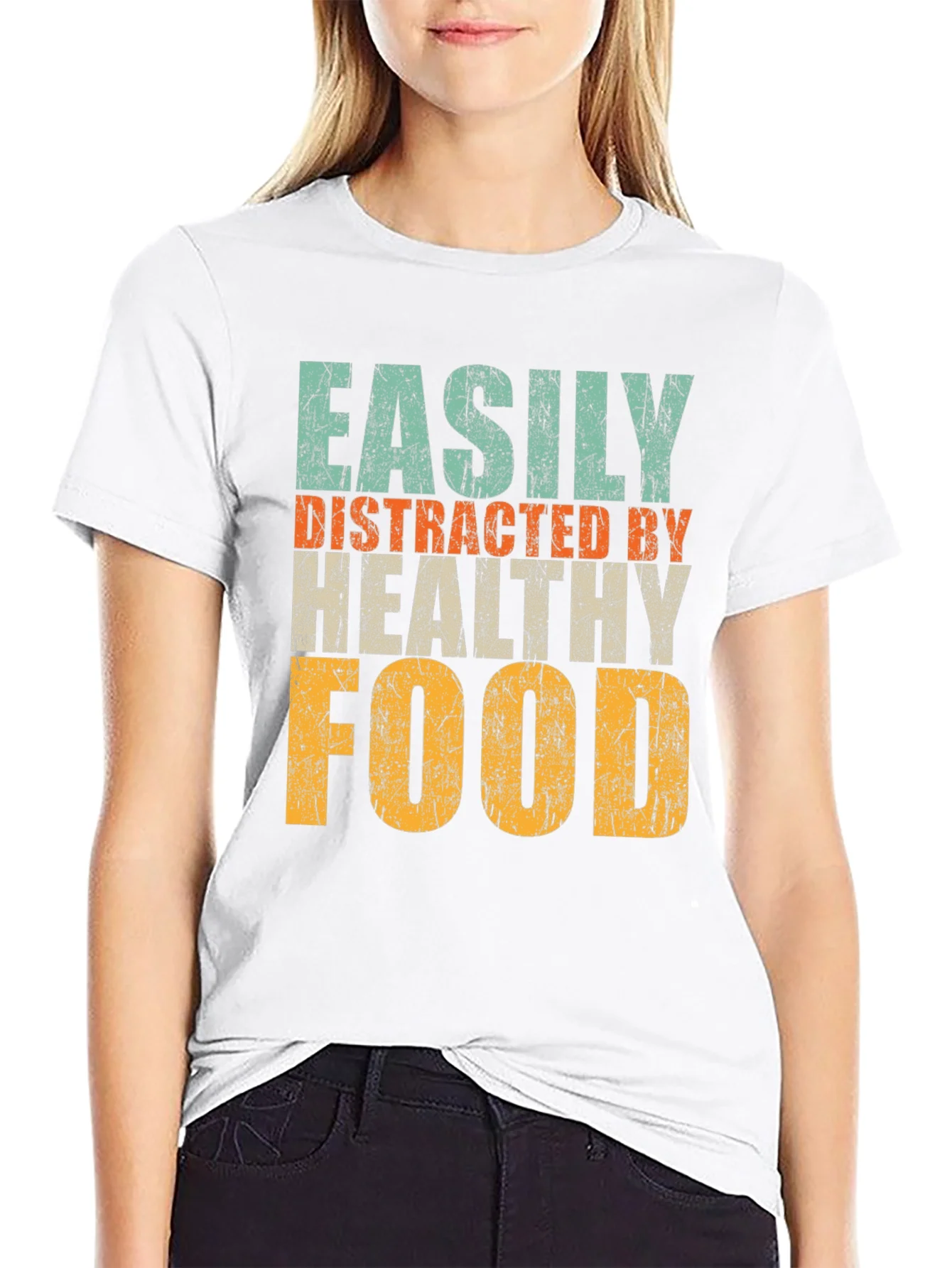 Camiseta Hombre: F¨¢cilmente Distra¨ªdo por Comida Saludable