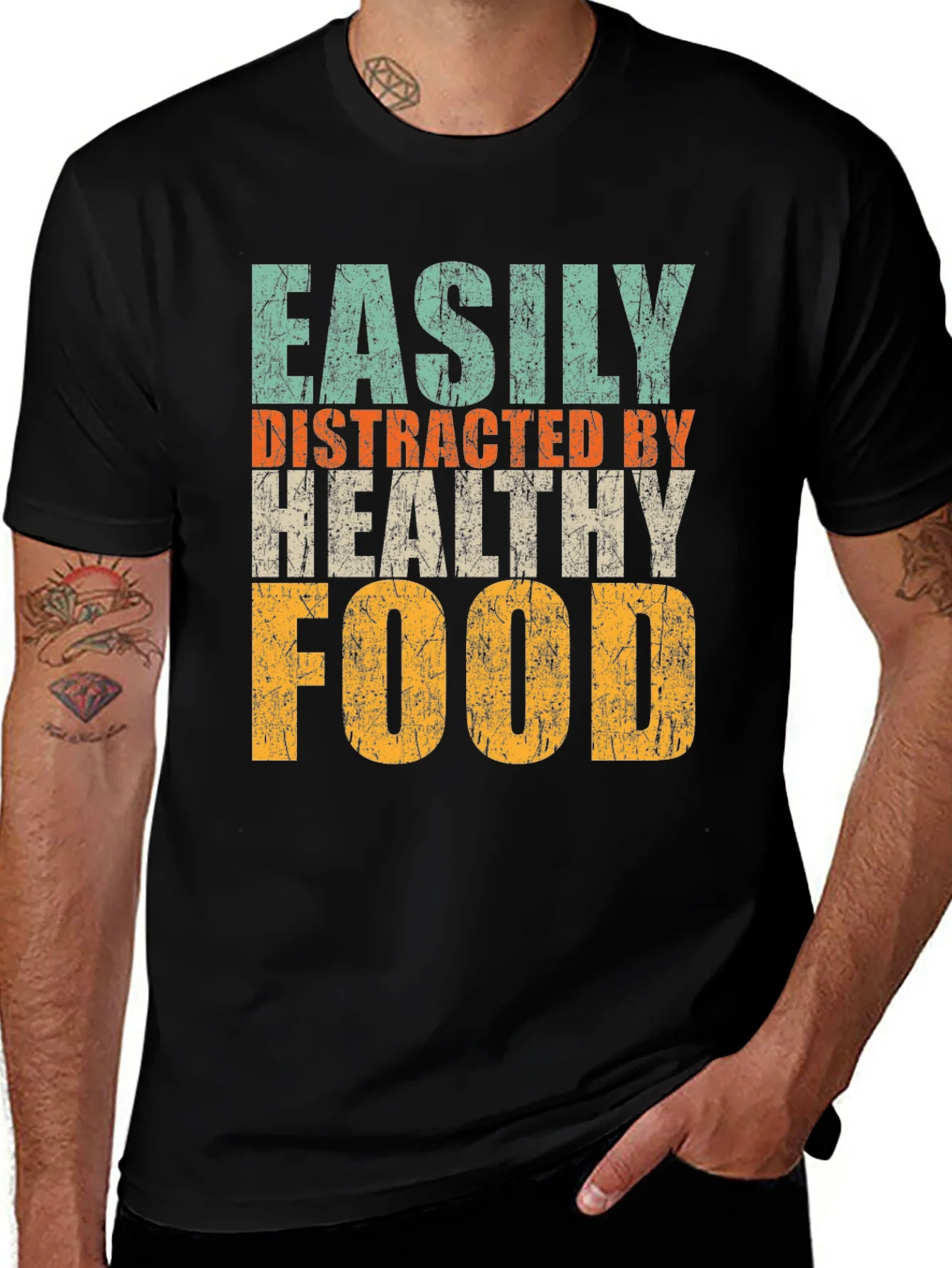 Camiseta Hombre: F¨¢cilmente Distra¨ªdo por Comida Saludable
