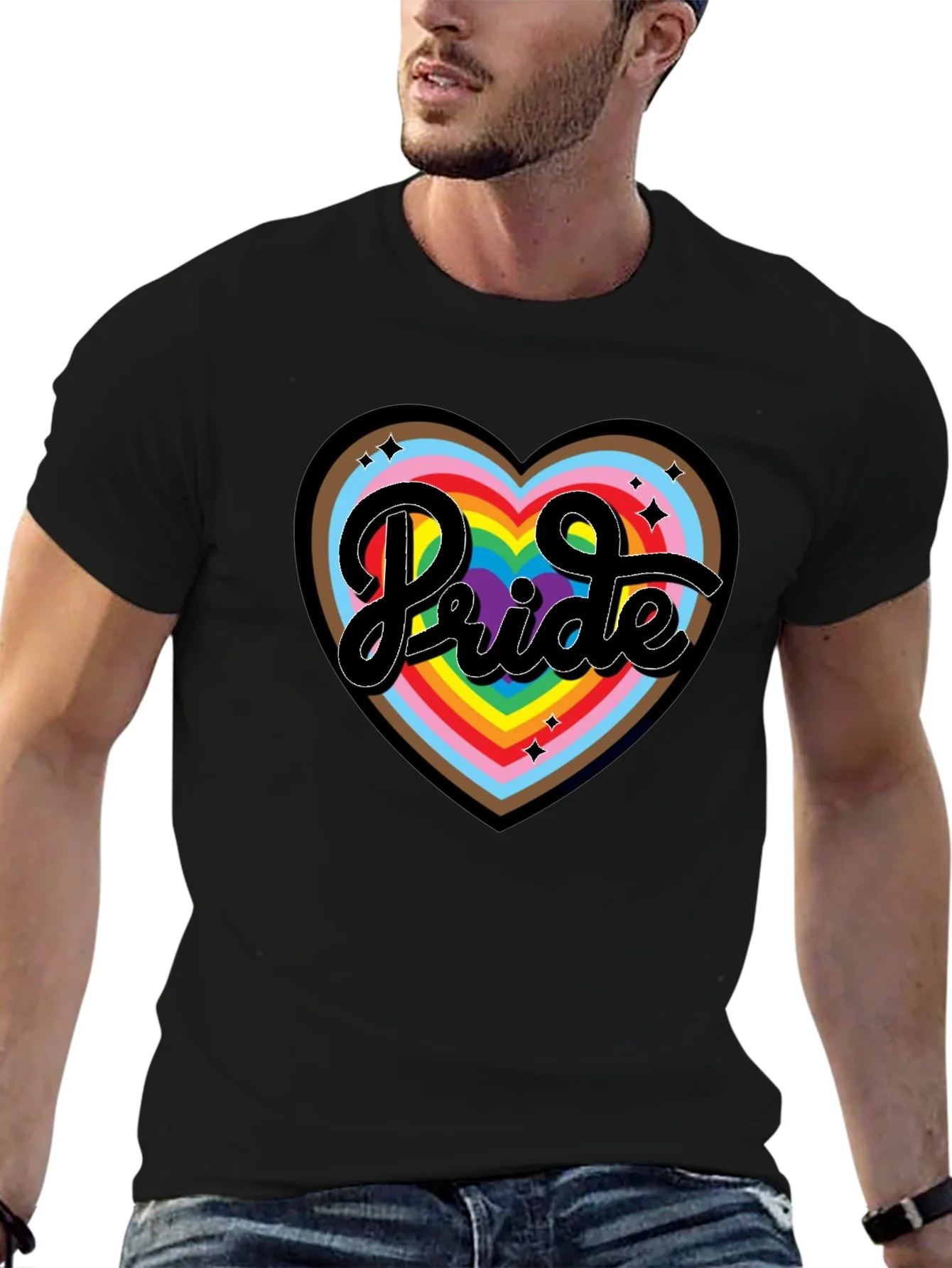 Rebbecca Pride Heart Graphic T-Shirt - Black