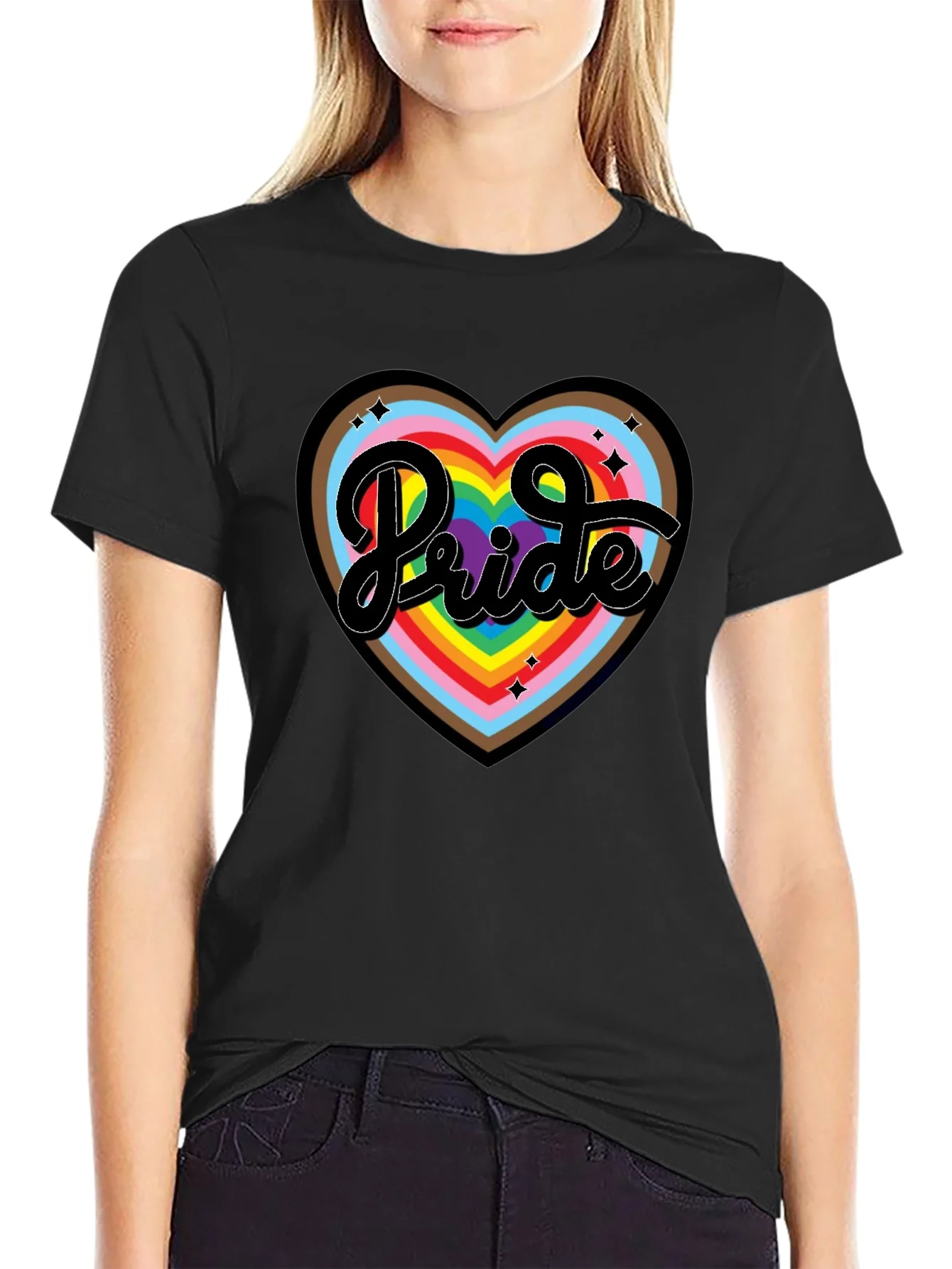 Rebbecca Pride Heart Graphic T-Shirt - Black