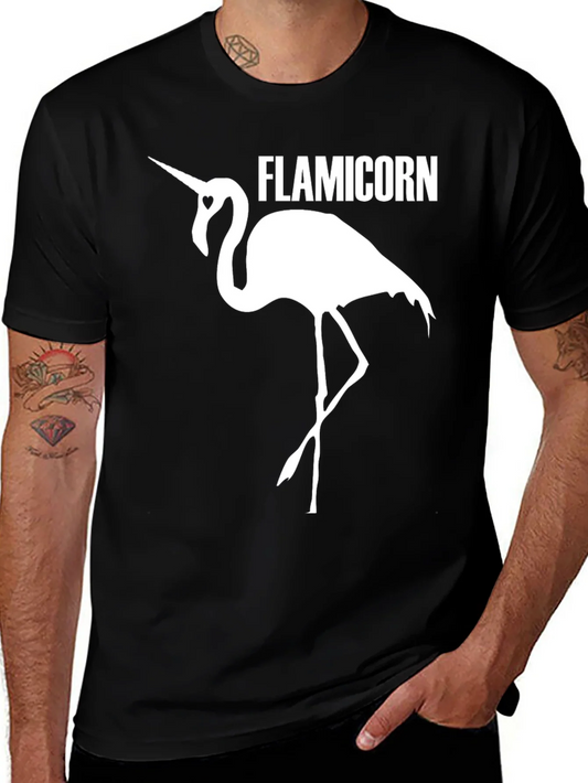 Camiseta Negra Flamencornio Divertida
