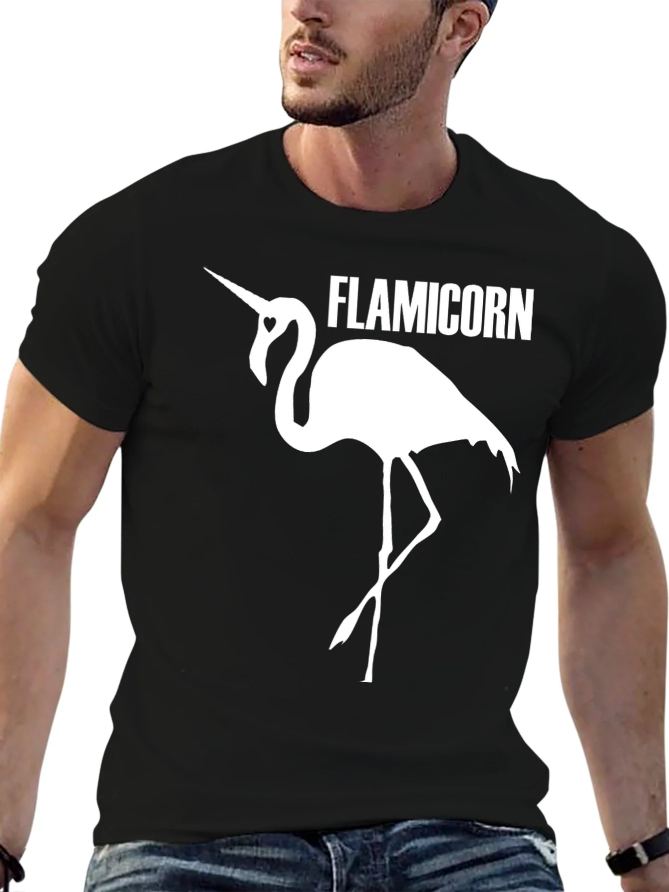 Camiseta Negra Flamencornio Divertida
