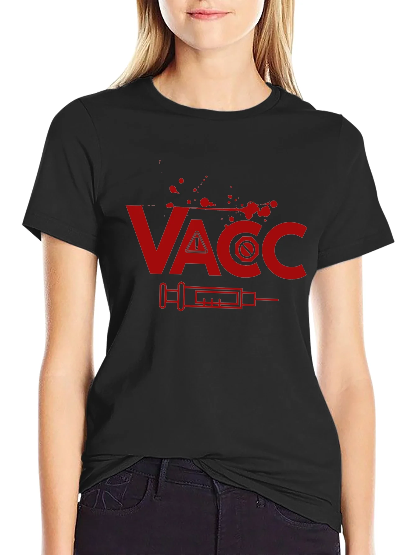 Camiseta Negra con Dise?o Vacunas - Estilo ¨²nico