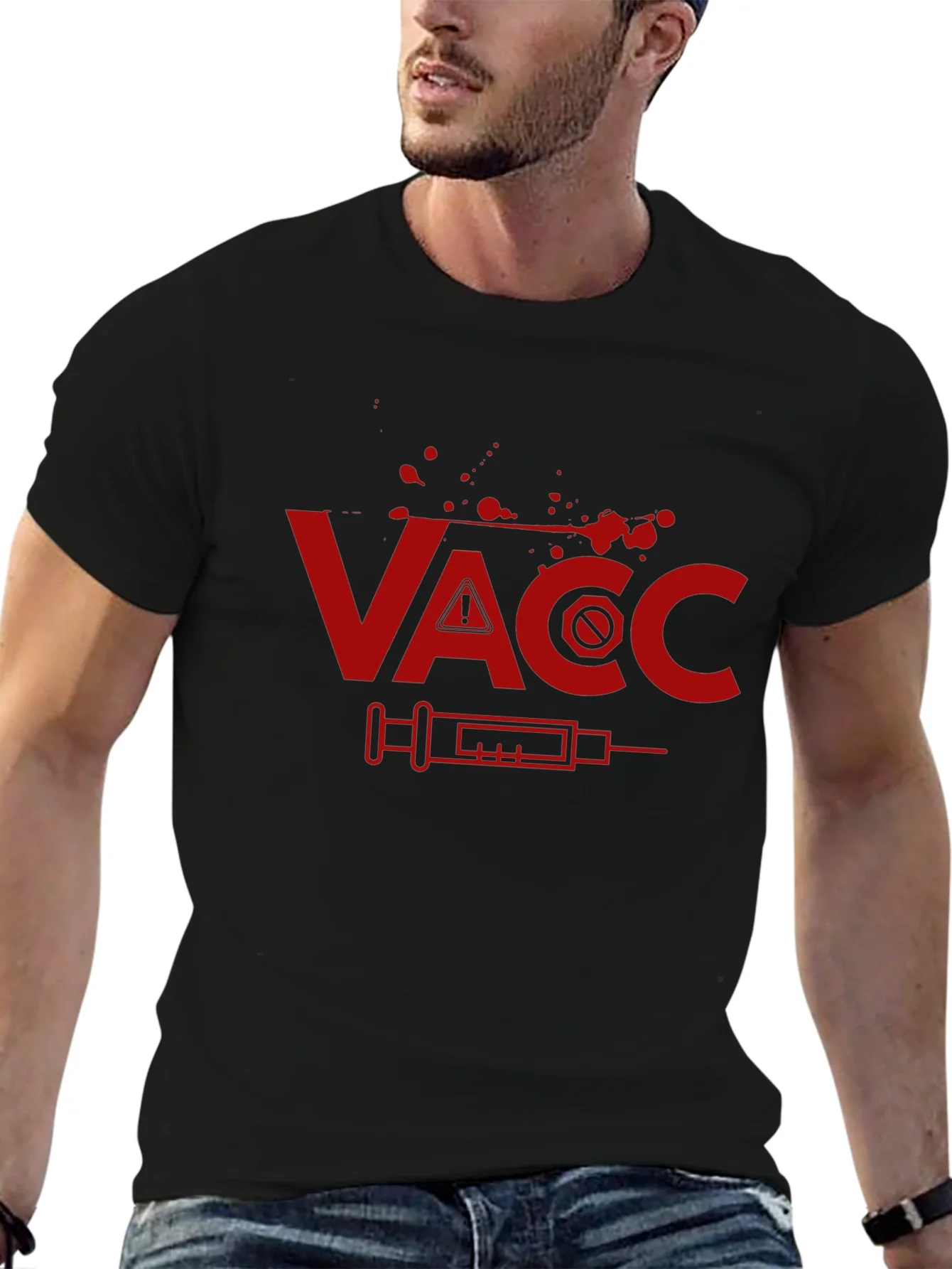 Camiseta Negra con Dise?o Vacunas - Estilo ¨²nico