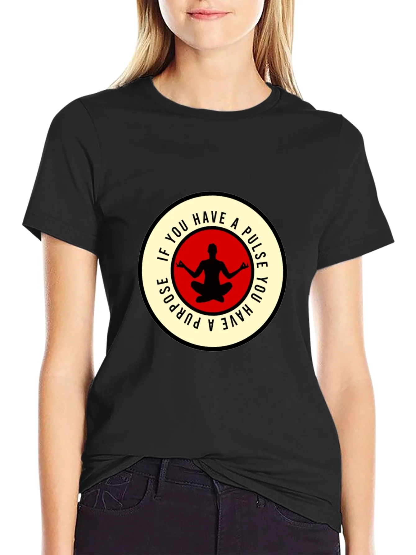 Camiseta Negra con Dise?o Yoga Motivacional