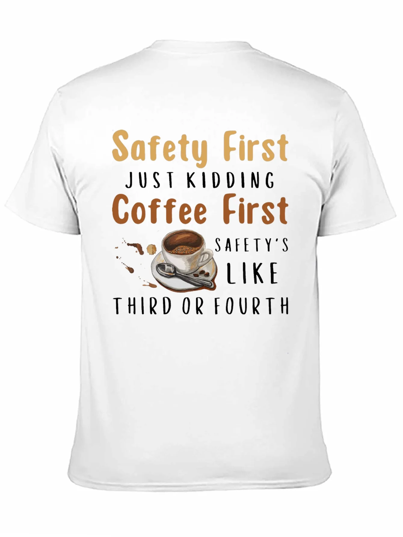 Camiseta Negra Divertida - Seguridad Despu¨¦s del Caf¨¦