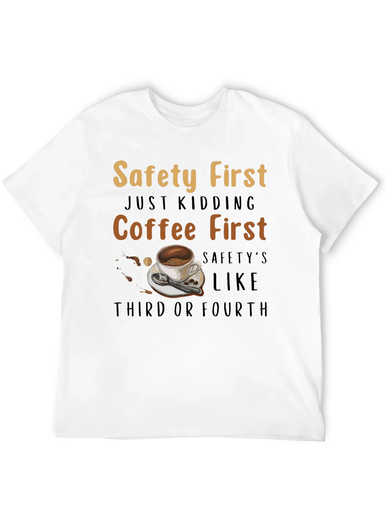 Camiseta Negra Divertida - Seguridad Despu¨¦s del Caf¨¦