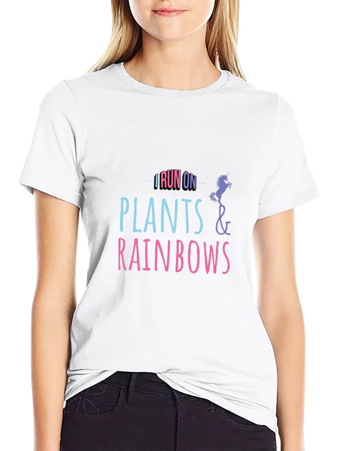 Rebbecca I Run on Plants and Rainbows T-Shirt
