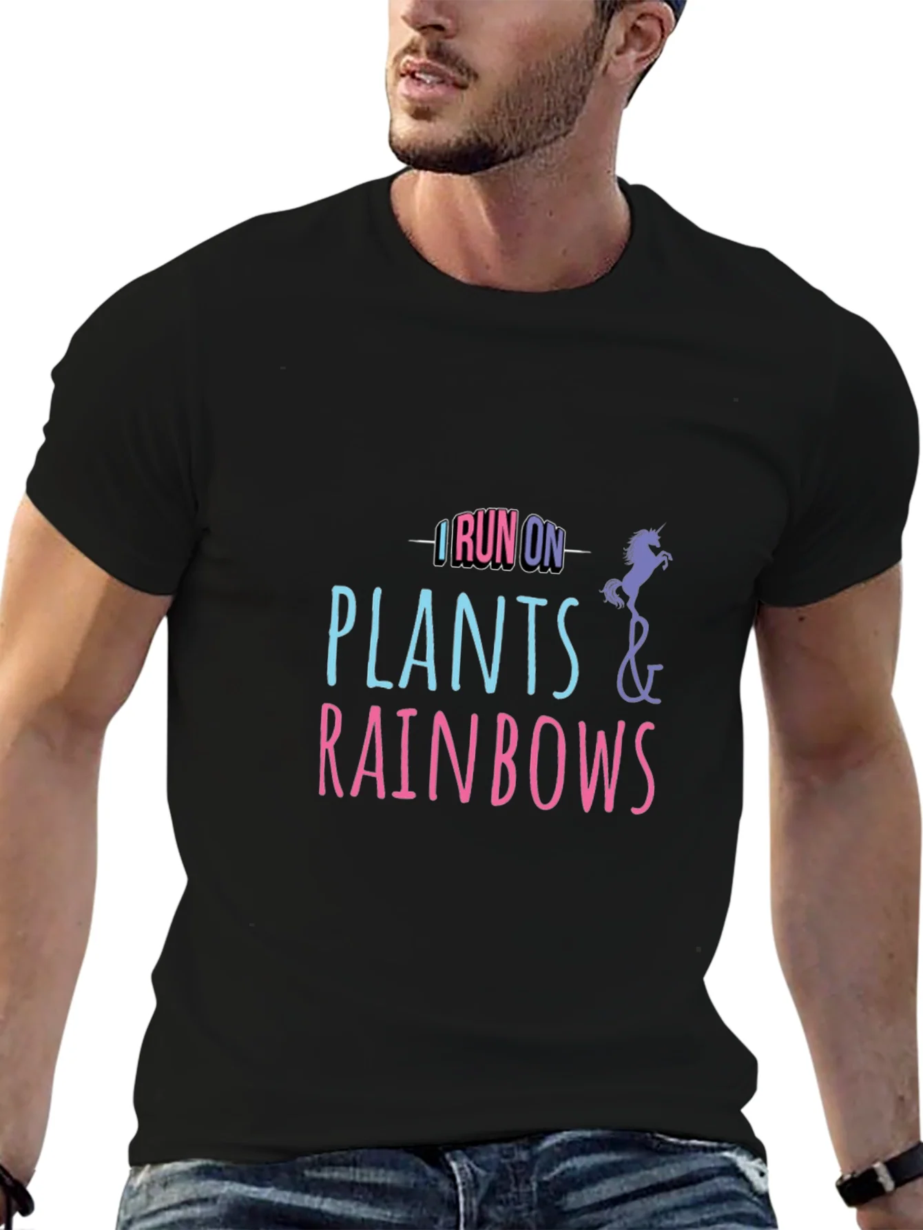 Rebbecca I Run on Plants and Rainbows T-Shirt