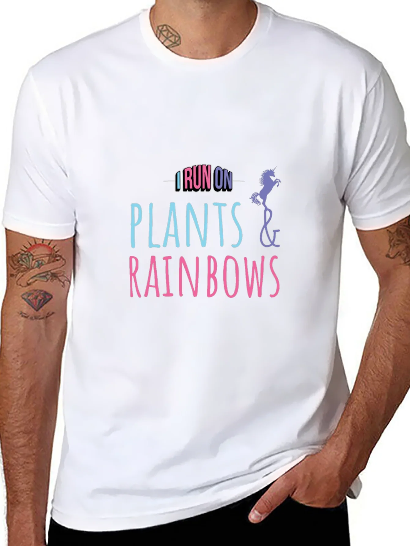 Rebbecca I Run on Plants and Rainbows T-Shirt