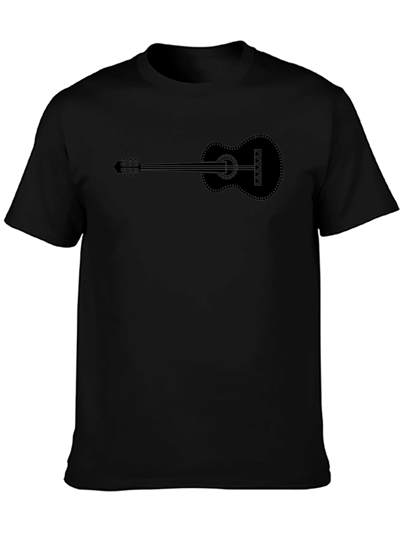 Camiseta Negra con Dise?o de Guitarra Ac¨²stica