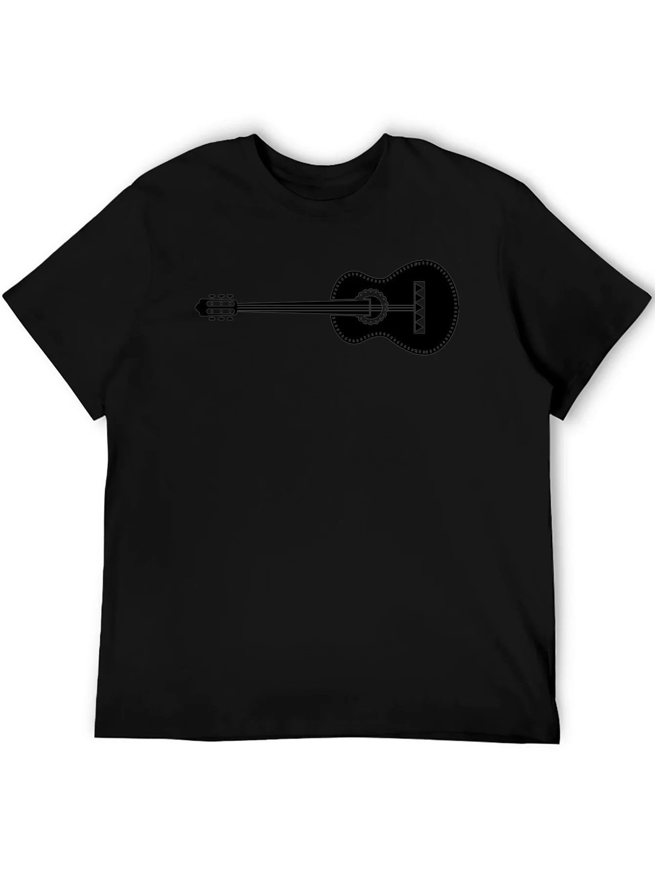 Camiseta Negra con Dise?o de Guitarra Ac¨²stica