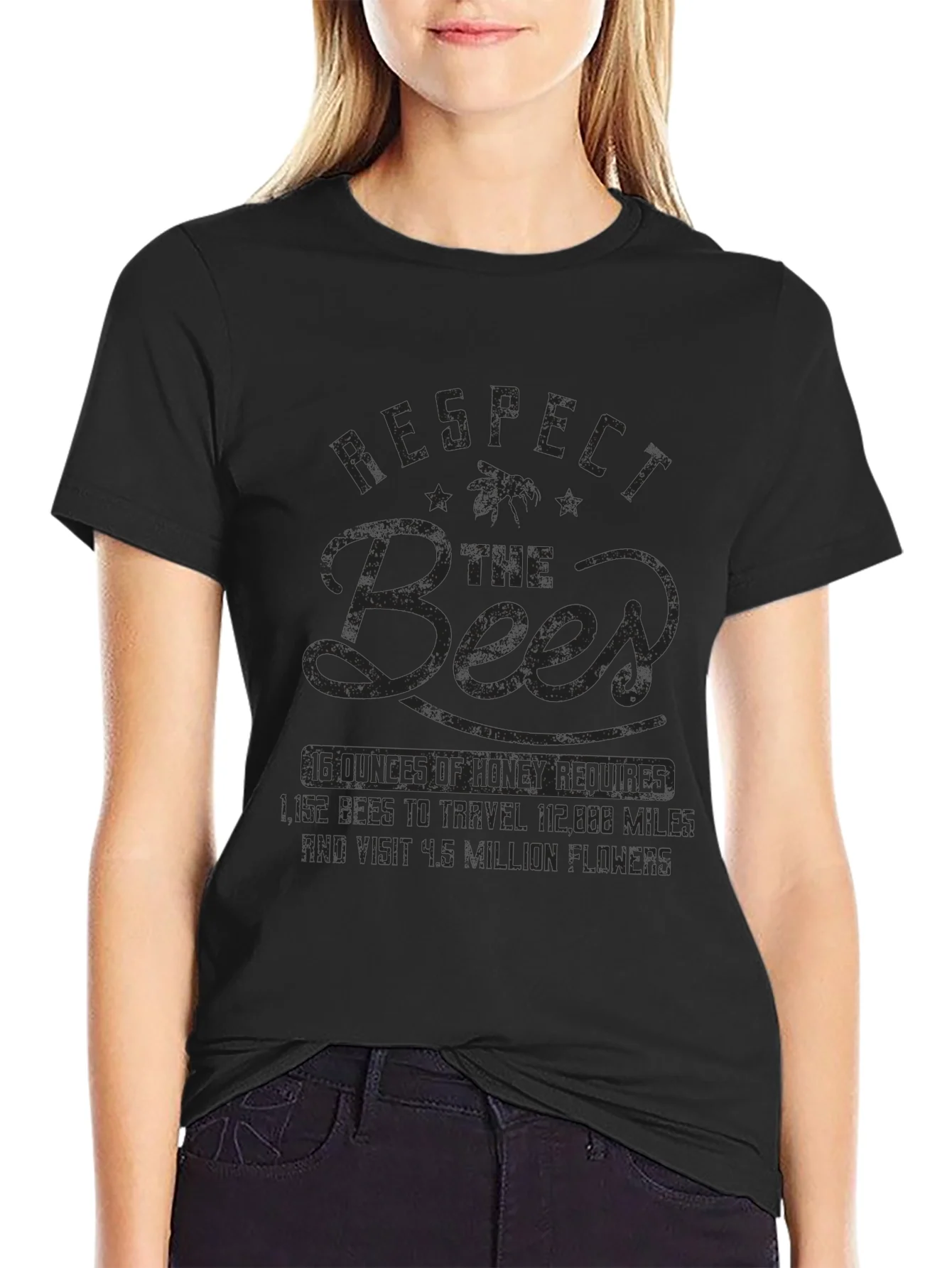 Rebbecca Respect the Bees Graphic T-Shirt - Black