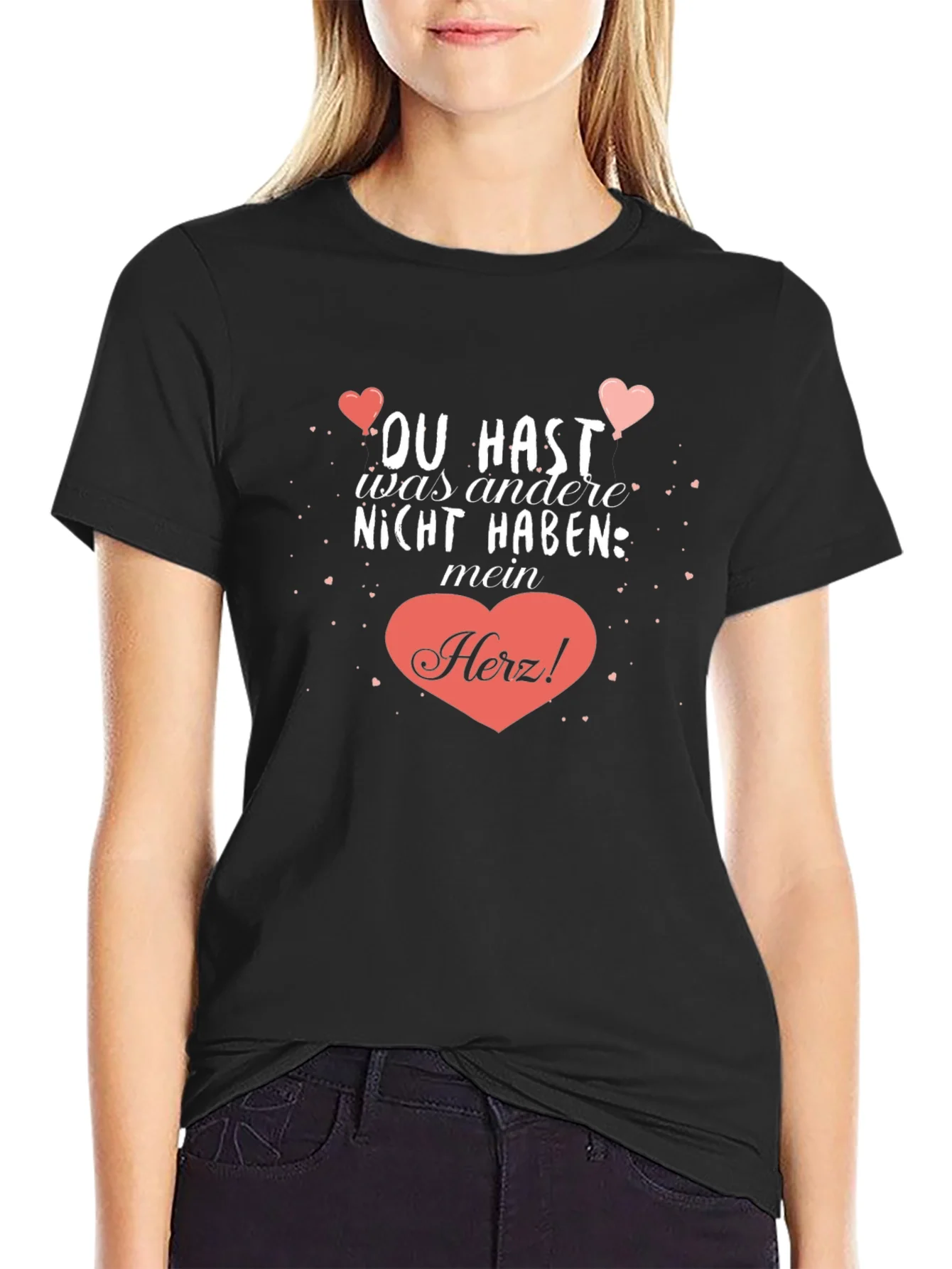 Camiseta Negra con Dise?o Rom¨¢ntico Mein Herz!
