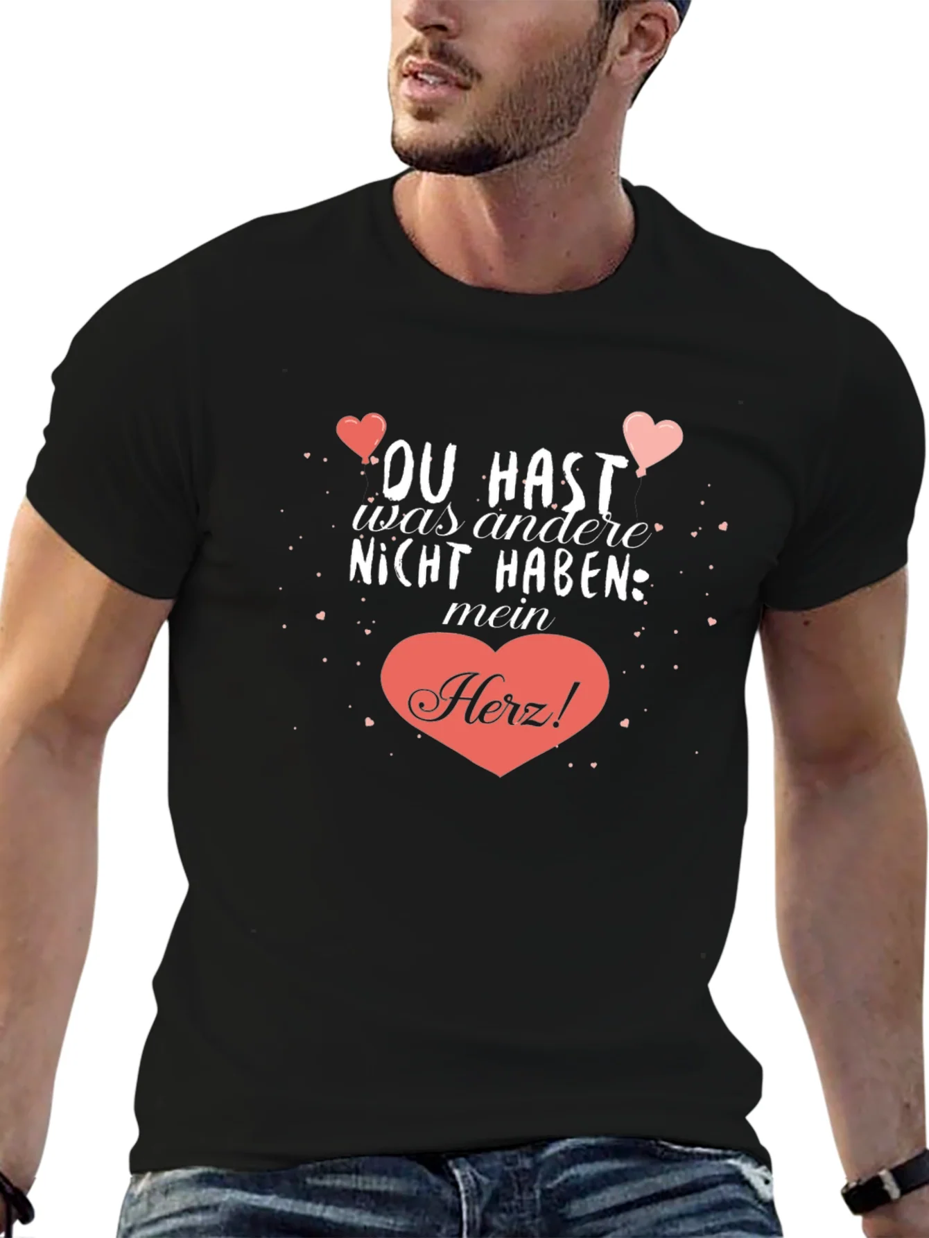 Camiseta Negra con Dise?o Rom¨¢ntico Mein Herz!