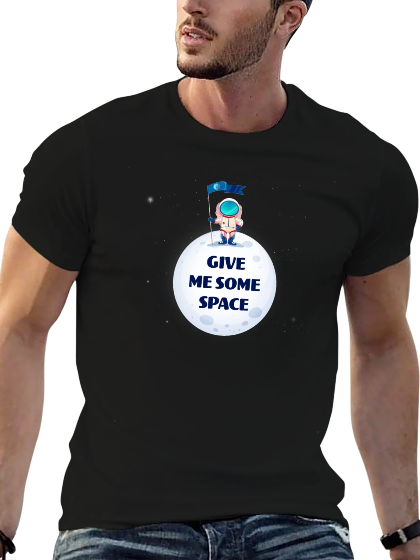 Camiseta Negra Dame Espacio - Dise?o Astronauta Lunar