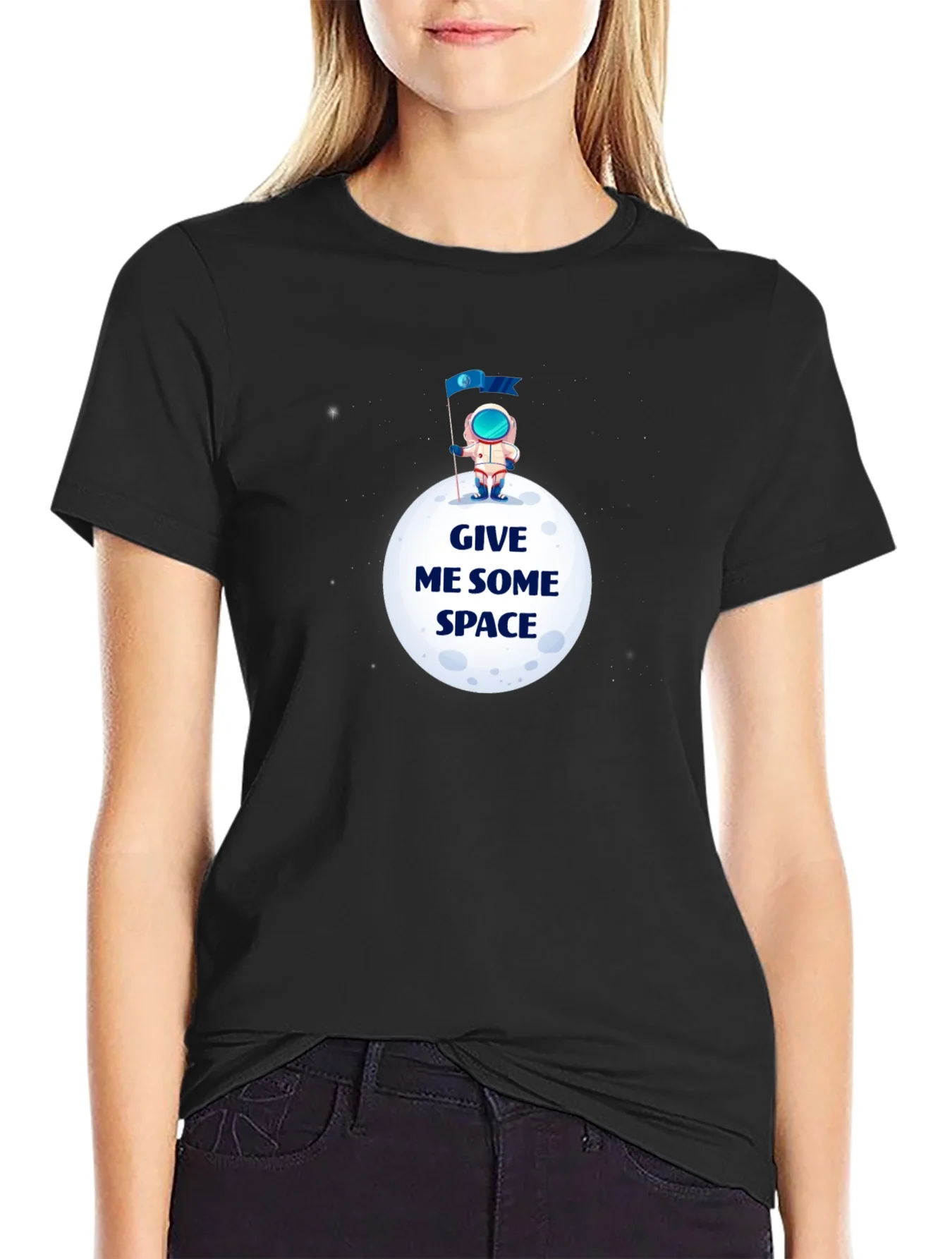 Camiseta Negra Dame Espacio - Dise?o Astronauta Lunar