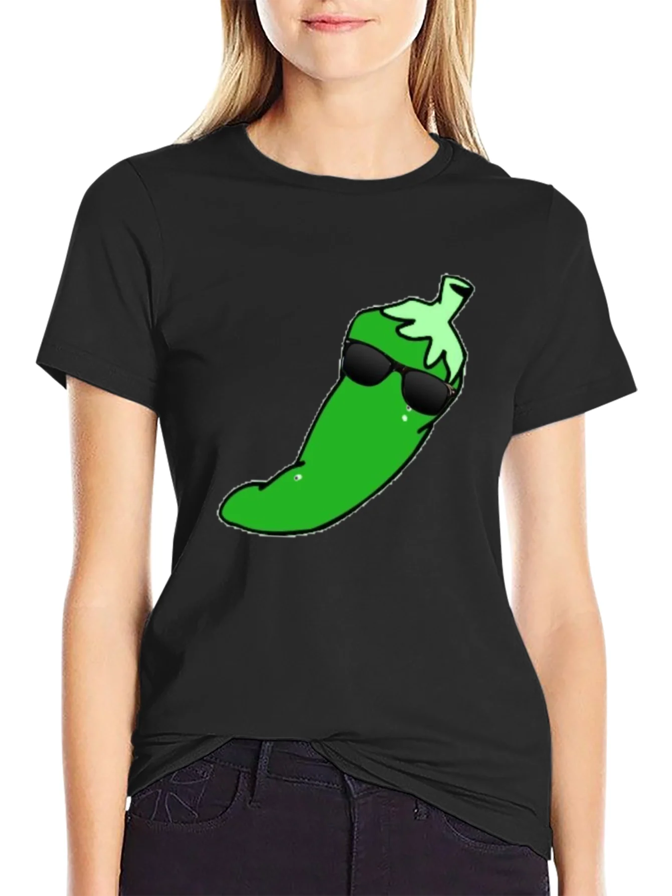 Rebbecca Cool Pepper Graphic T-Shirt - Black Cotton Tee