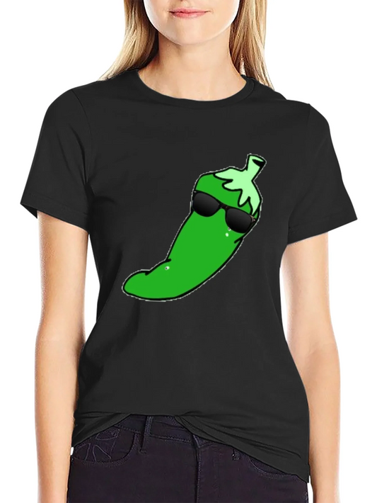 Rebbecca Cool Pepper Graphic T-Shirt - Black Cotton Tee