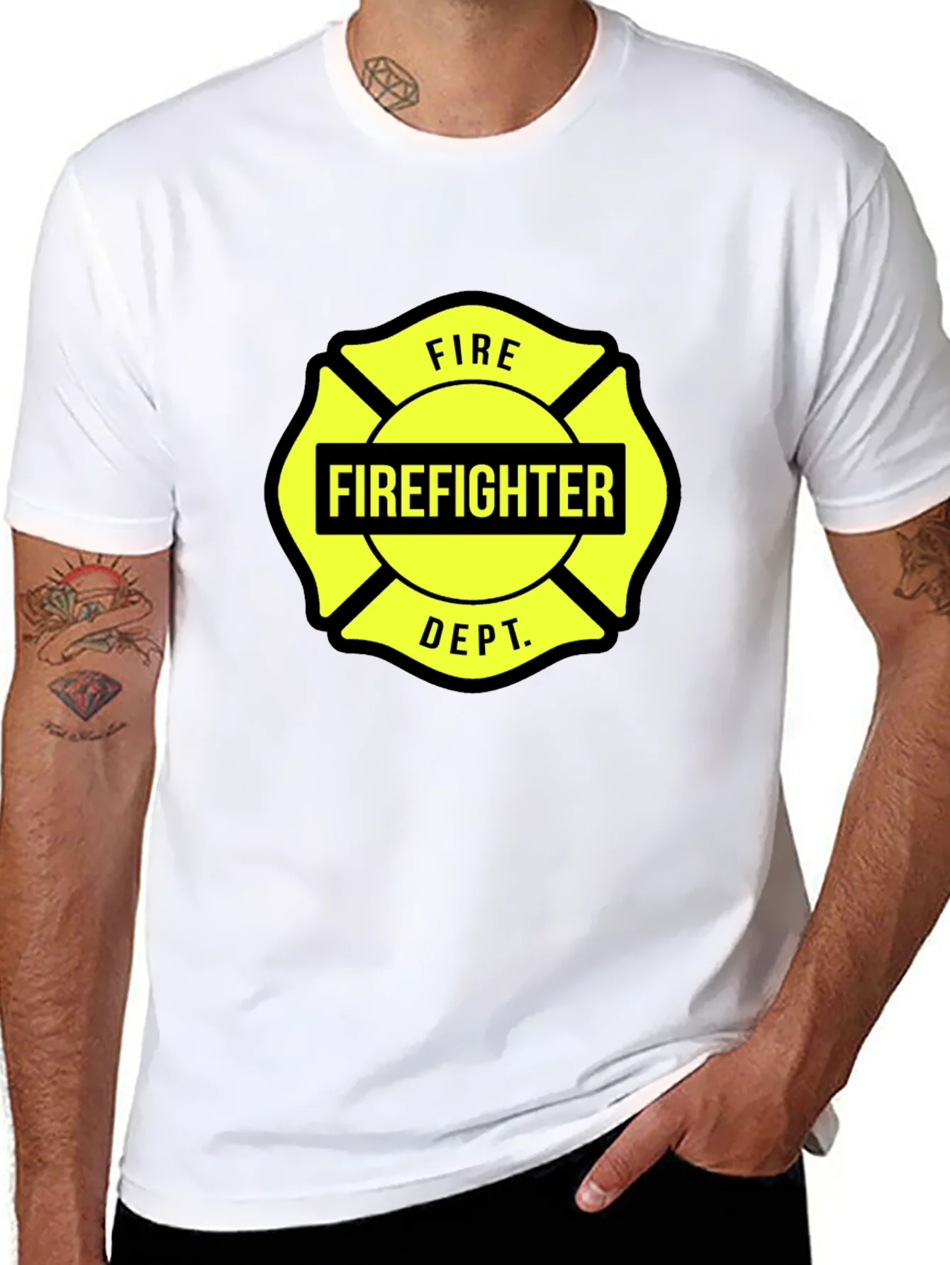 Rebbecca Firefighter Dept. Graphic Tee - Maltese Cross Design