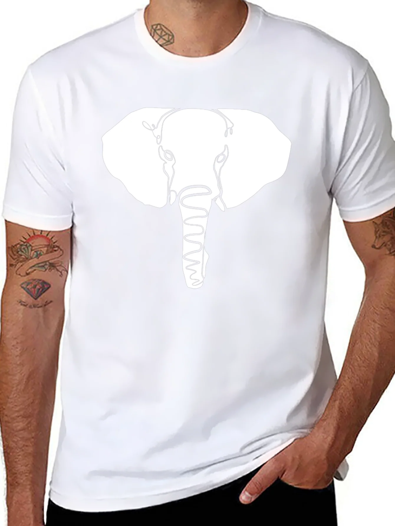 Rebbecca Elephant Outline Graphic Print Black T-Shirt