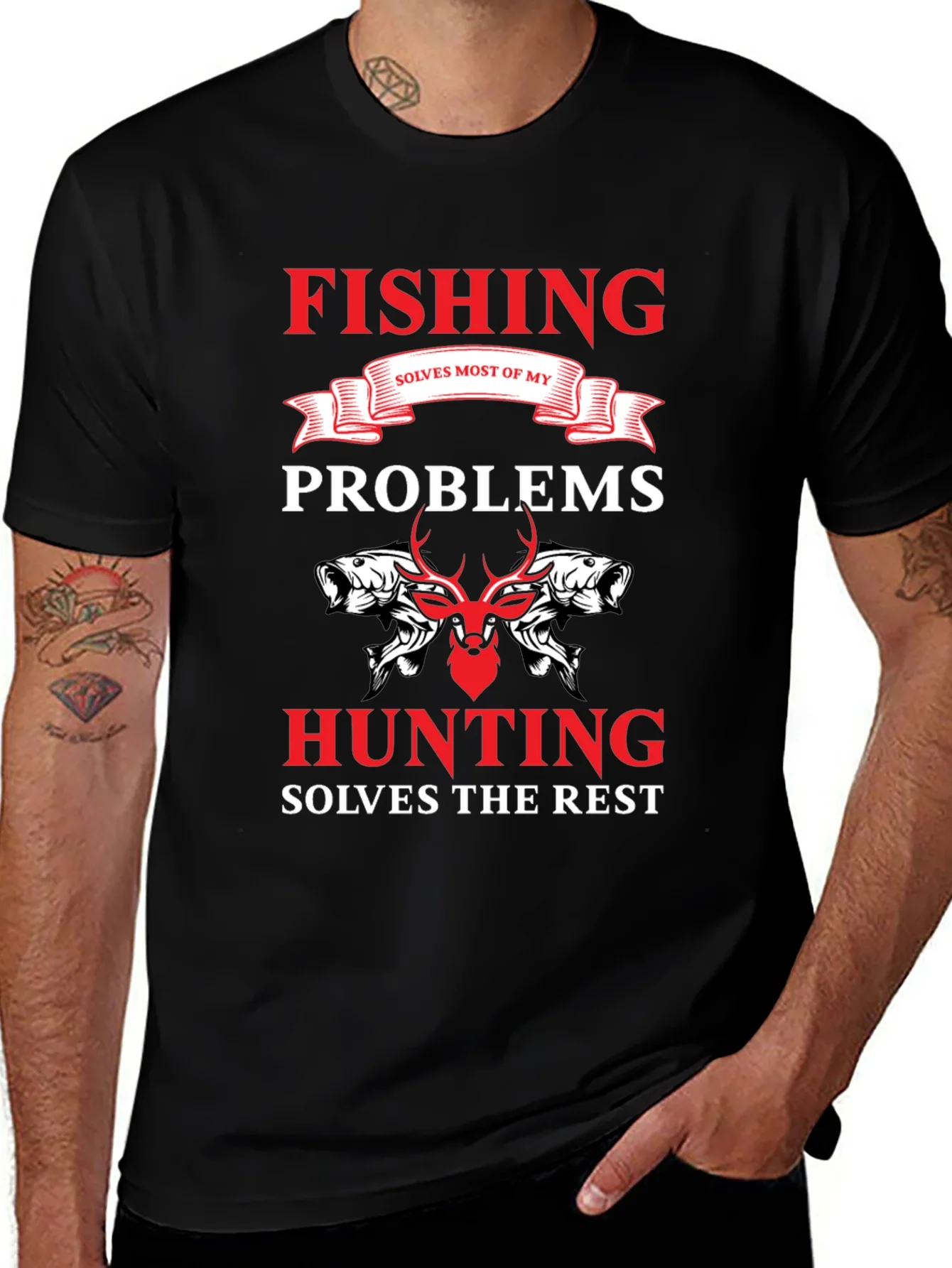 Camiseta Hombre Pesca y Caza Soluciona Problemas