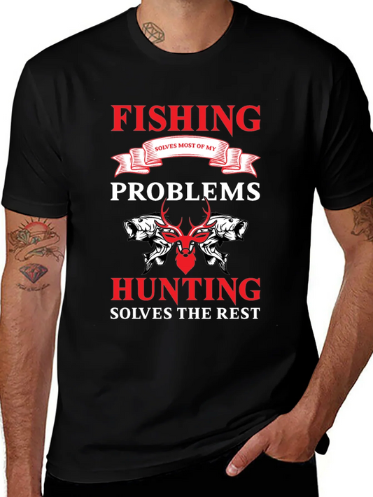 Camiseta Hombre Pesca y Caza Soluciona Problemas