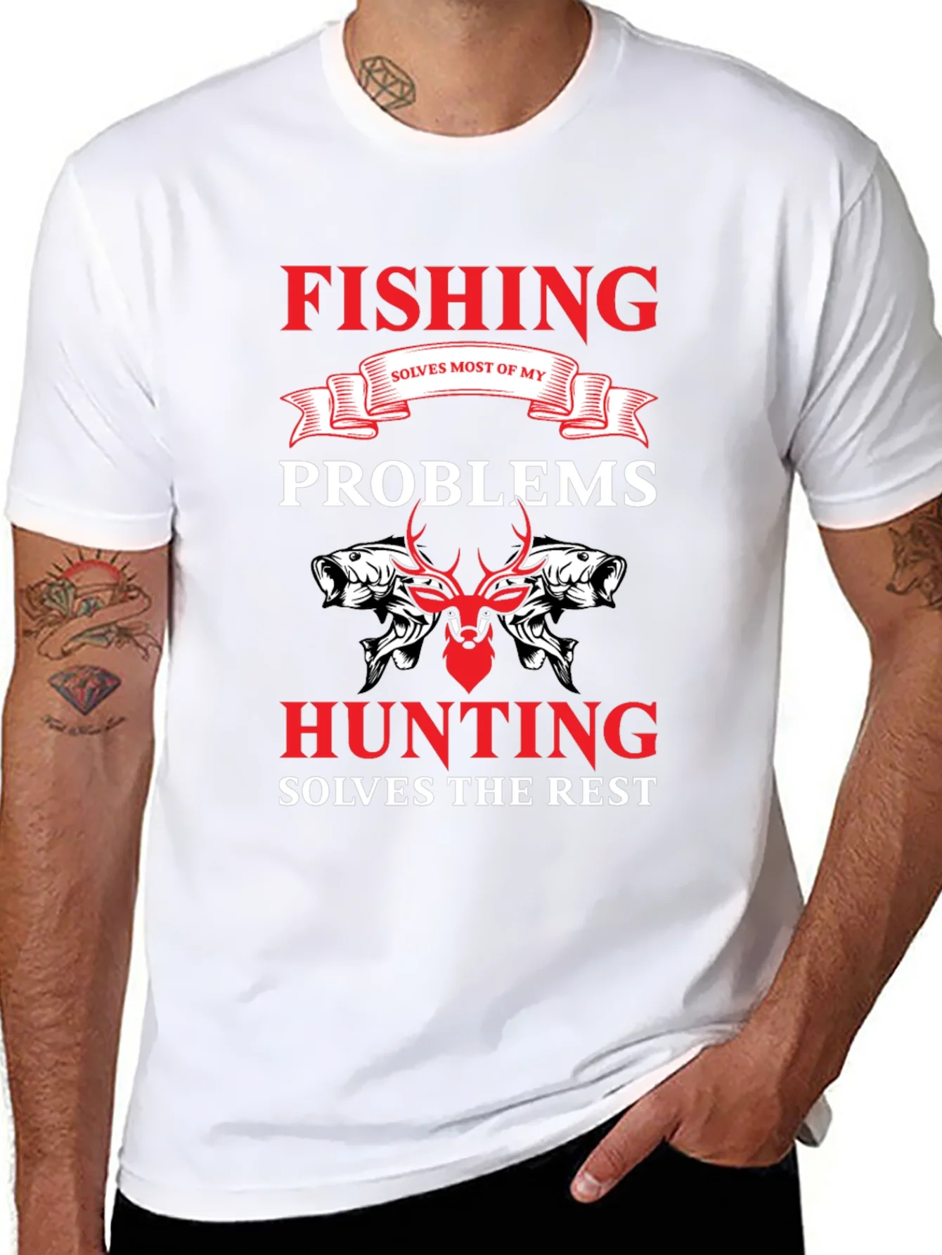 Camiseta Hombre Pesca y Caza Soluciona Problemas