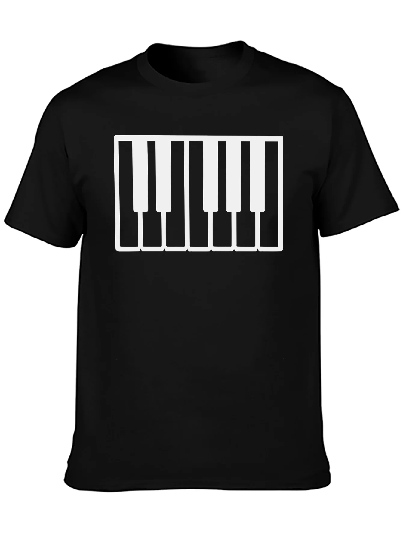 Camiseta Negra con Dise?o de Teclas de Piano