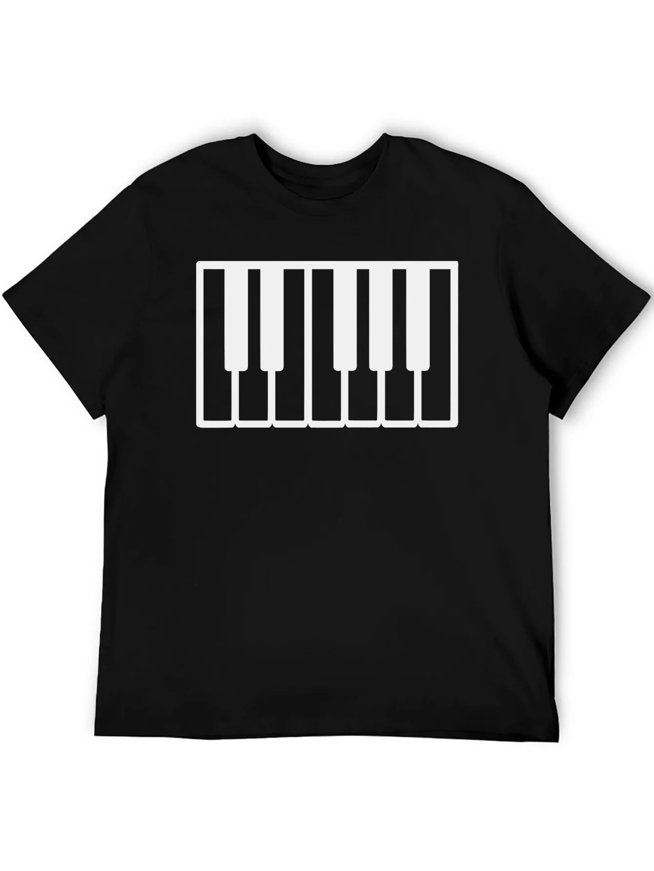 Camiseta Negra con Dise?o de Teclas de Piano