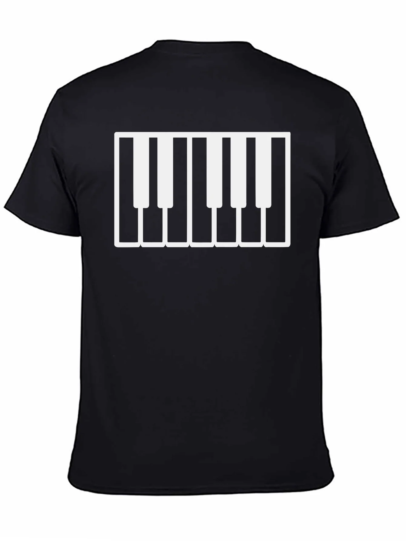 Camiseta Negra con Dise?o de Teclas de Piano