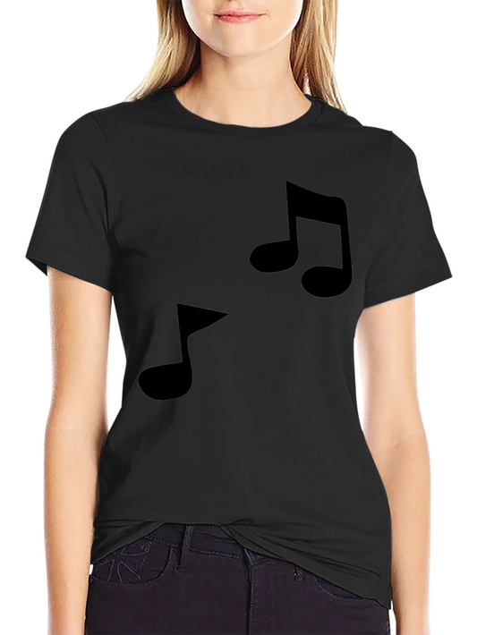 Rebbecca Musical Note Graphic Tee - Black Cotton Comfort