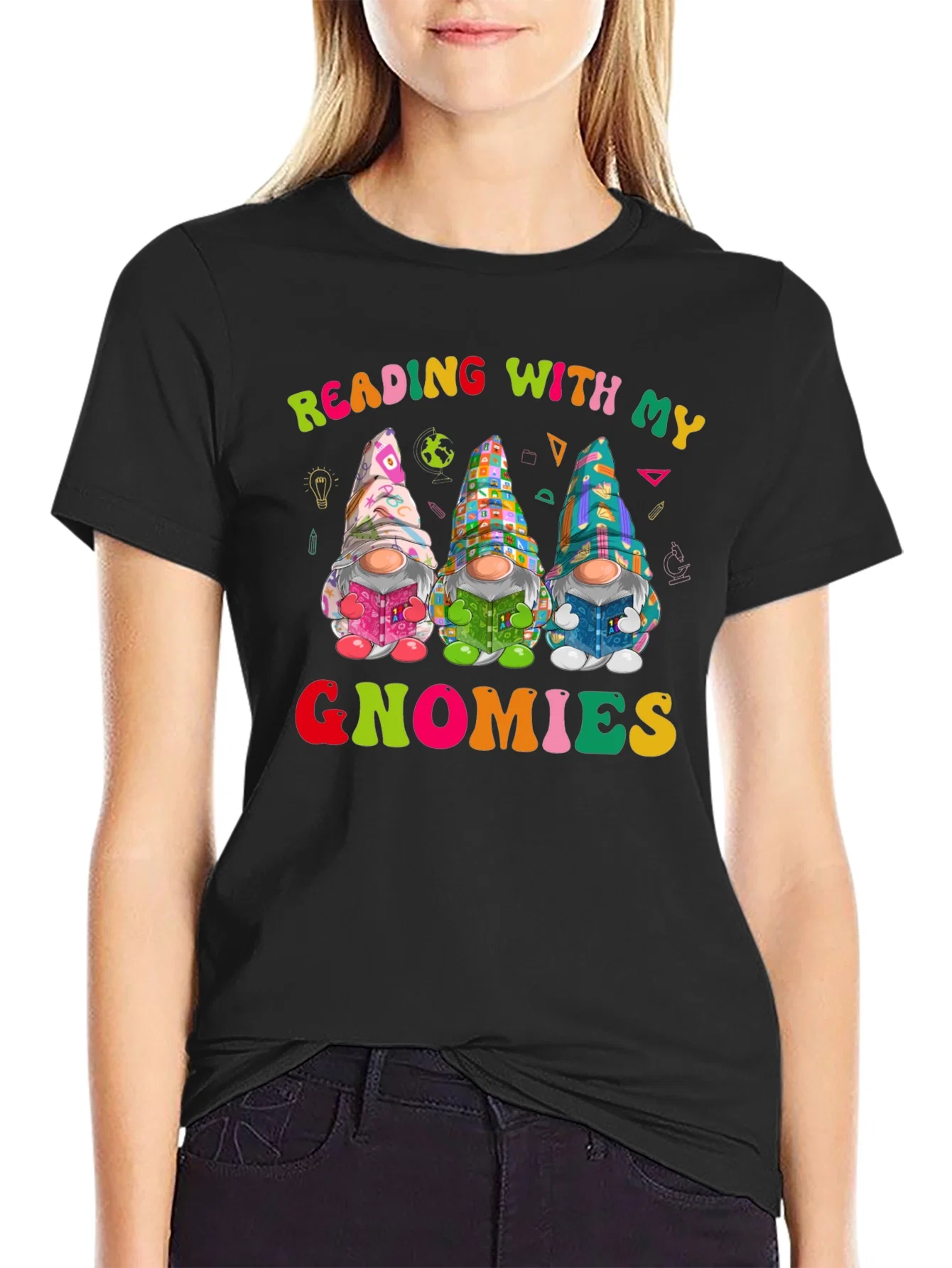 Rebbecca Reading with My Gnomies T-Shirt