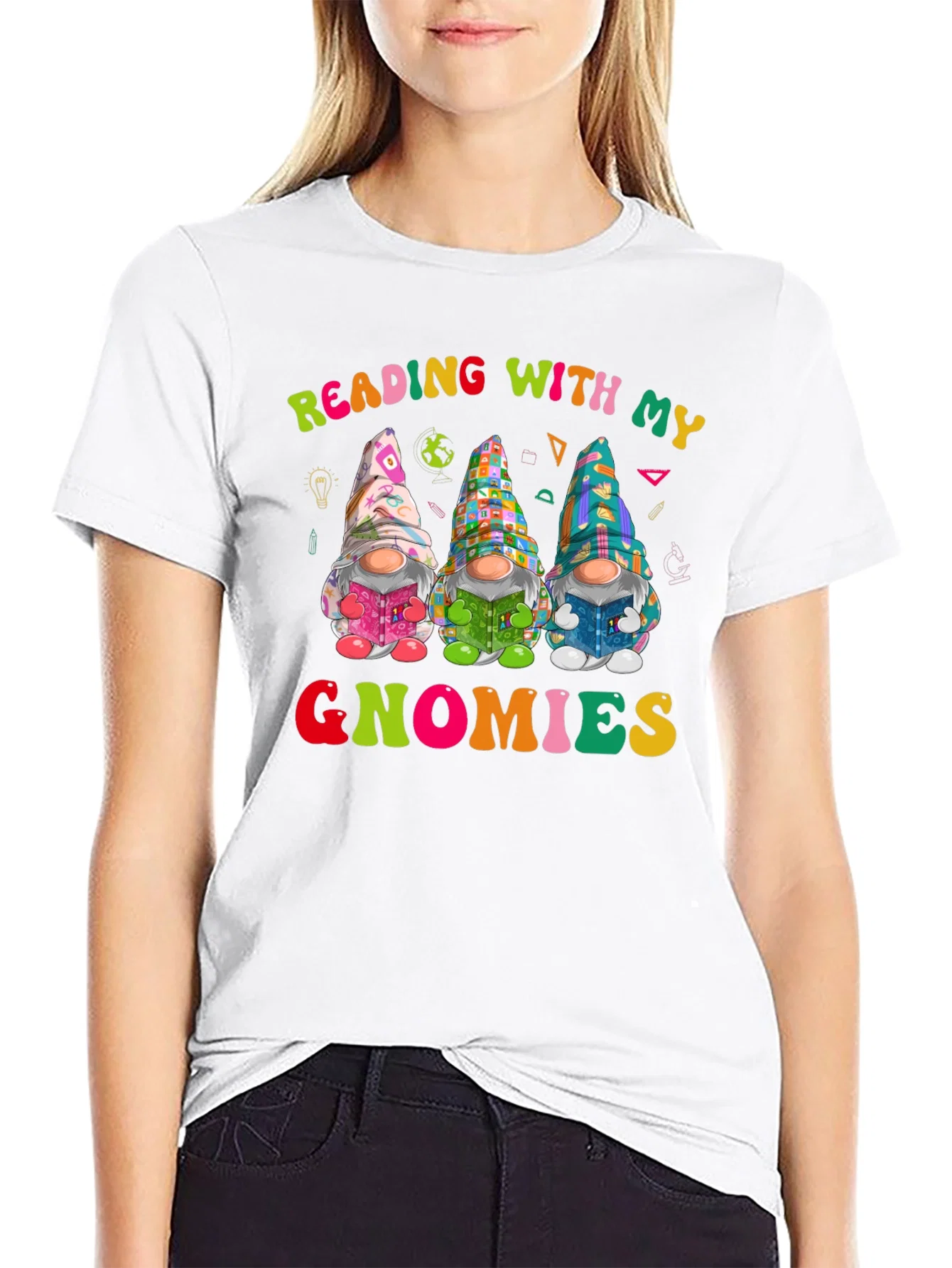 Rebbecca Reading with My Gnomies T-Shirt