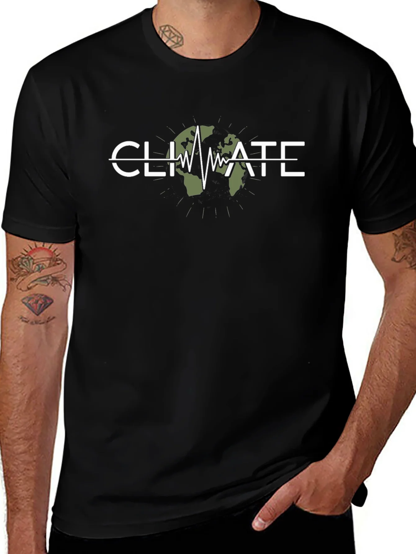 Camiseta Negra Climate Change - Conciencia Ambiental