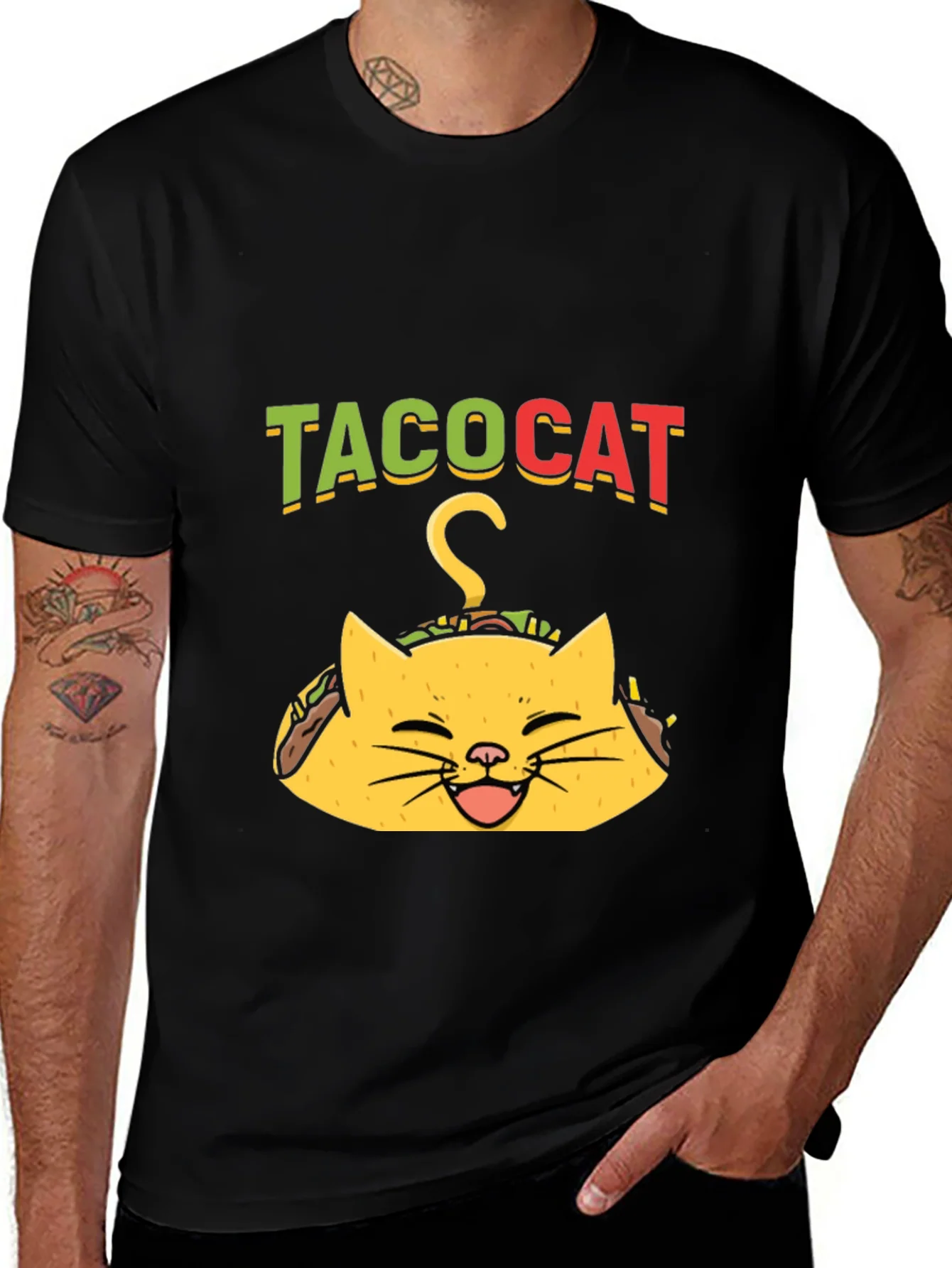 Rebbecca Taco Cat Graphic Tee - Funny Black T-Shirt