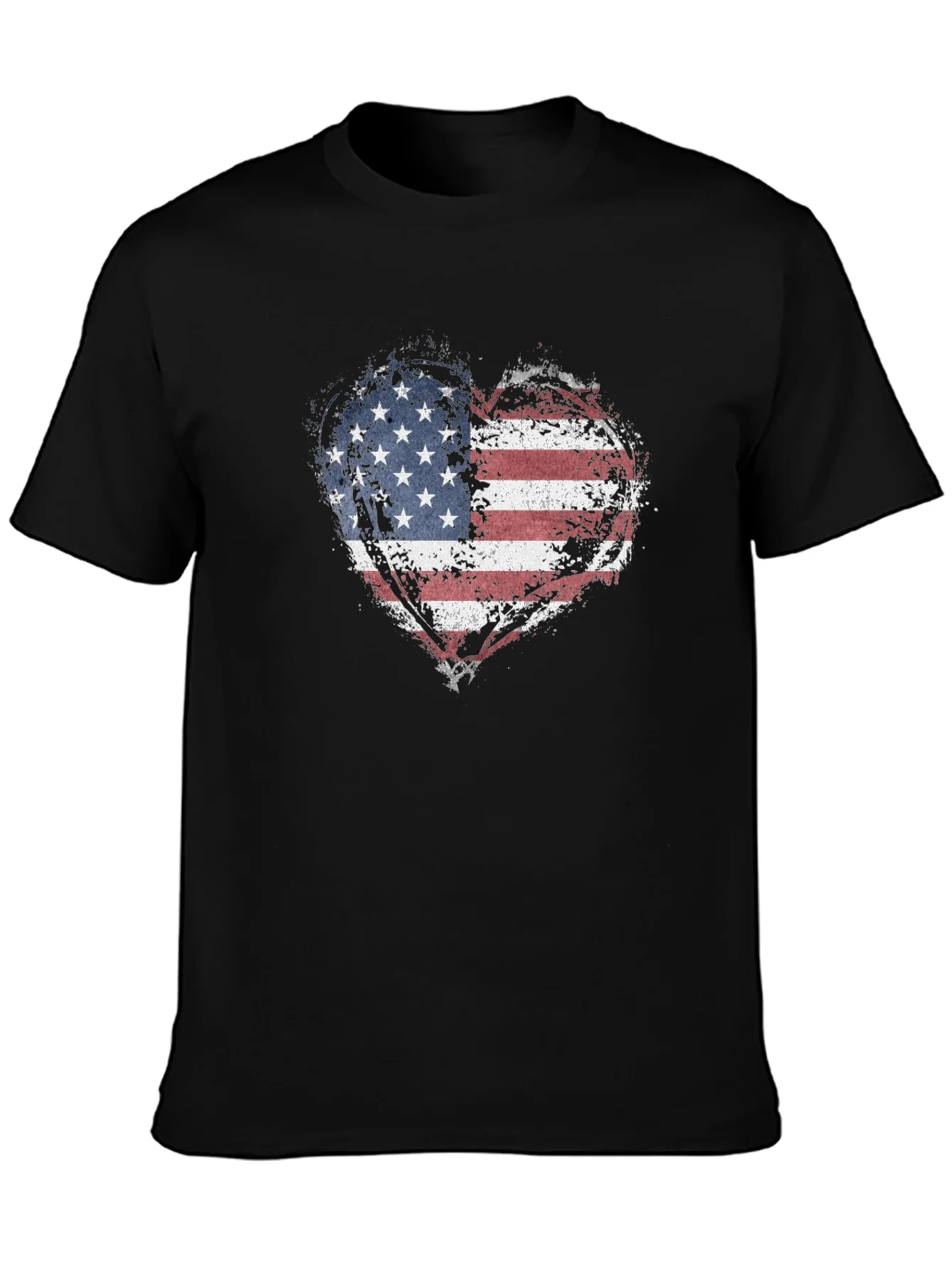 Camiseta Negra Coraz¨®n Bandera USA