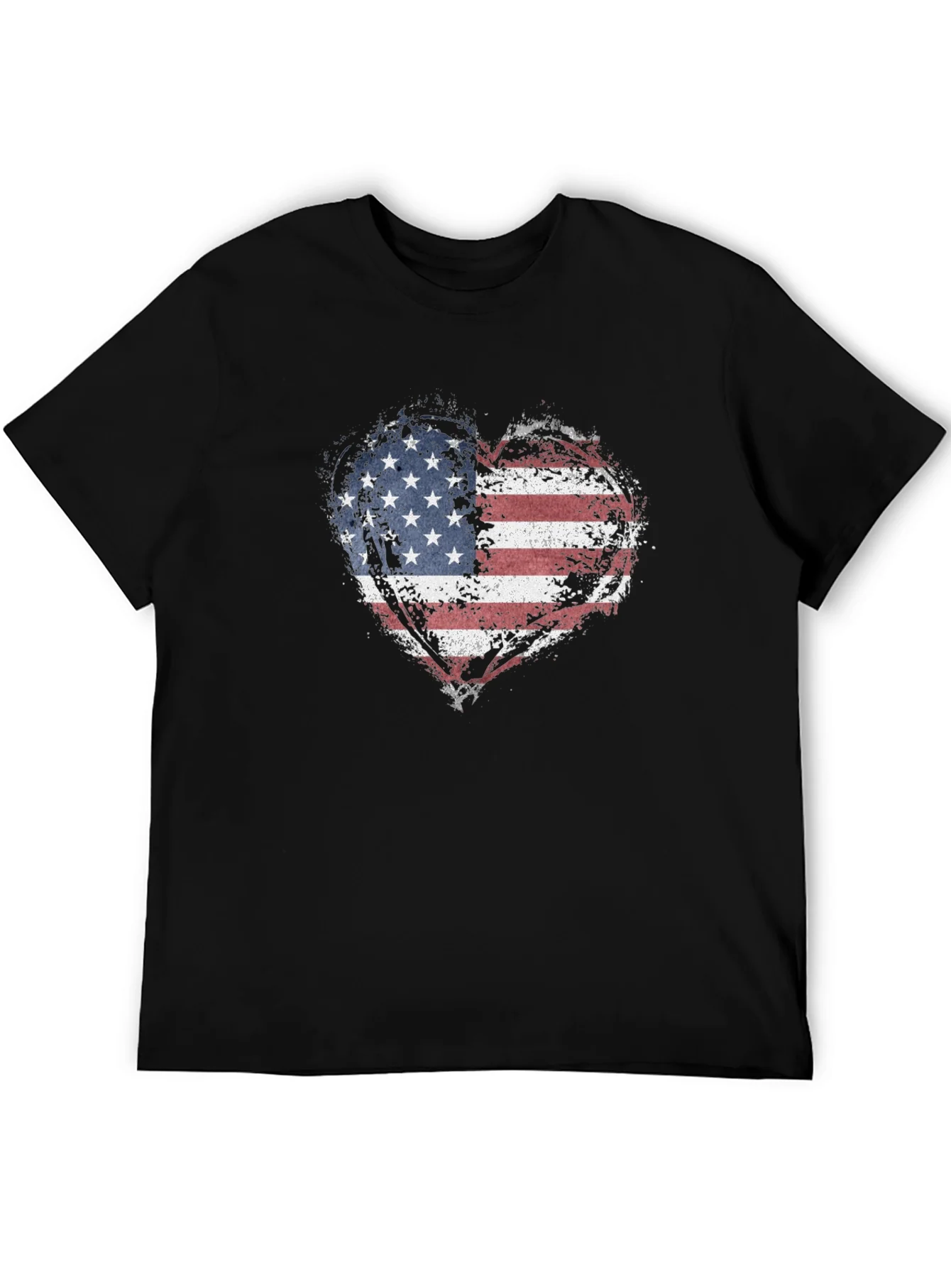 Camiseta Negra Coraz¨®n Bandera USA