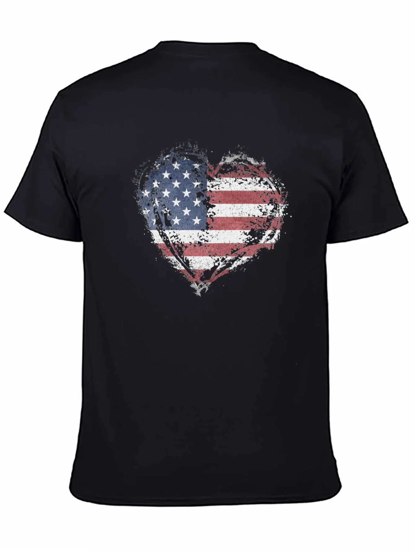 Camiseta Negra Coraz¨®n Bandera USA