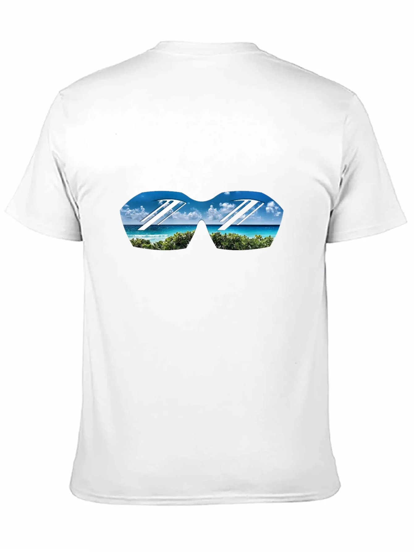 Camiseta Negra con Dise?o de Playa en Gafas
