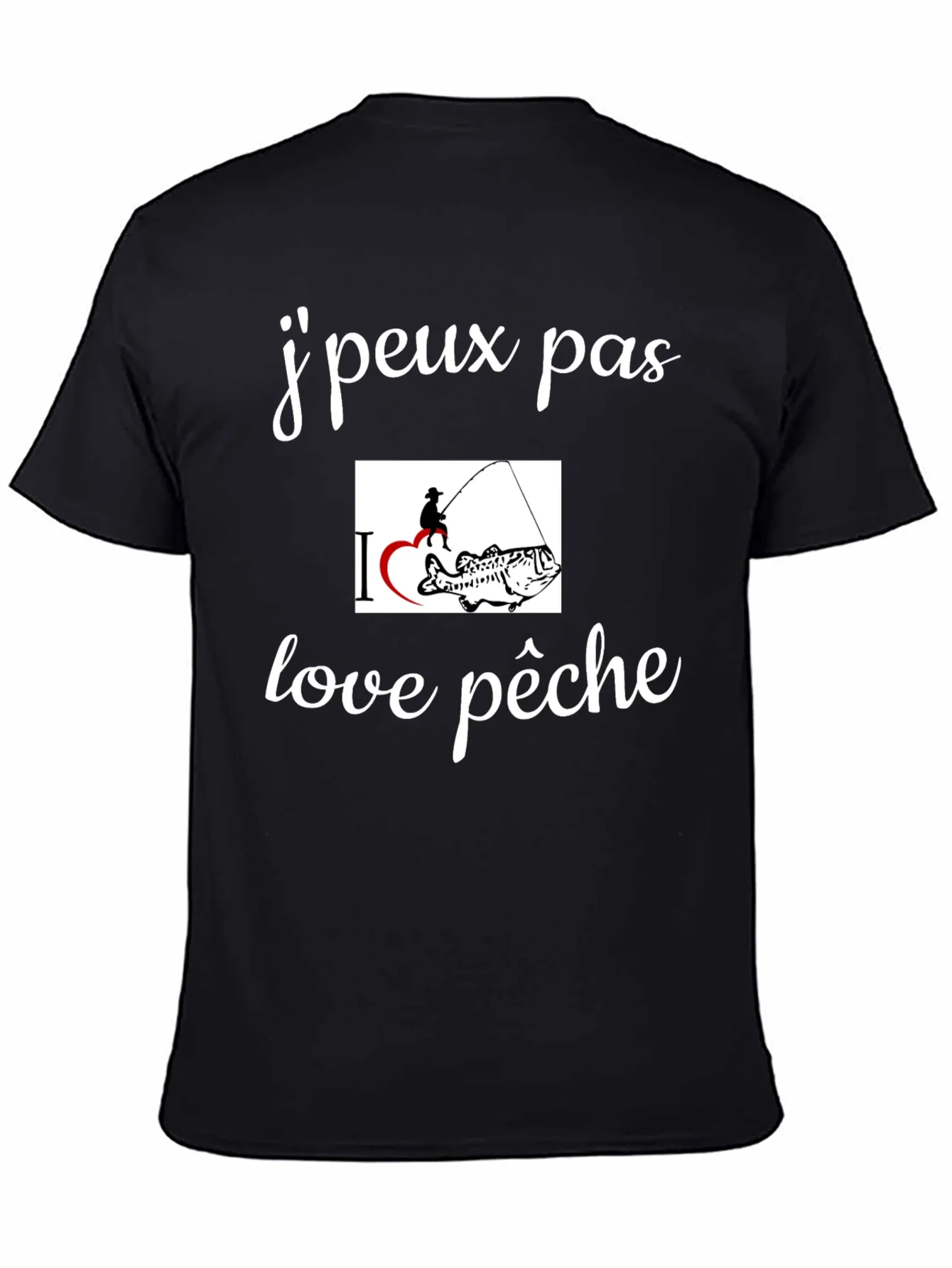 Camiseta Negra Amo la Pesca Casual para Hombre