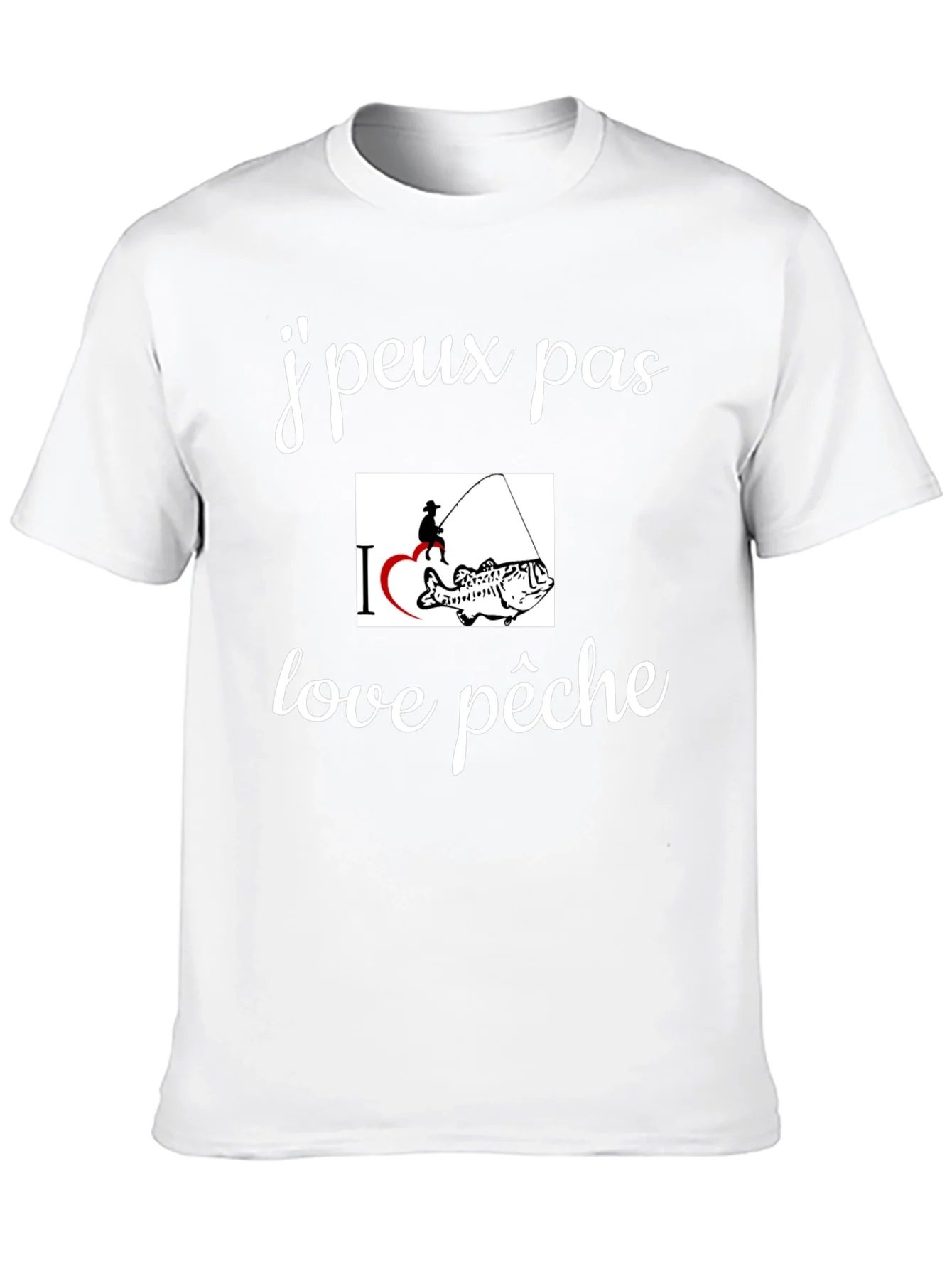 Camiseta Negra Amo la Pesca Casual para Hombre