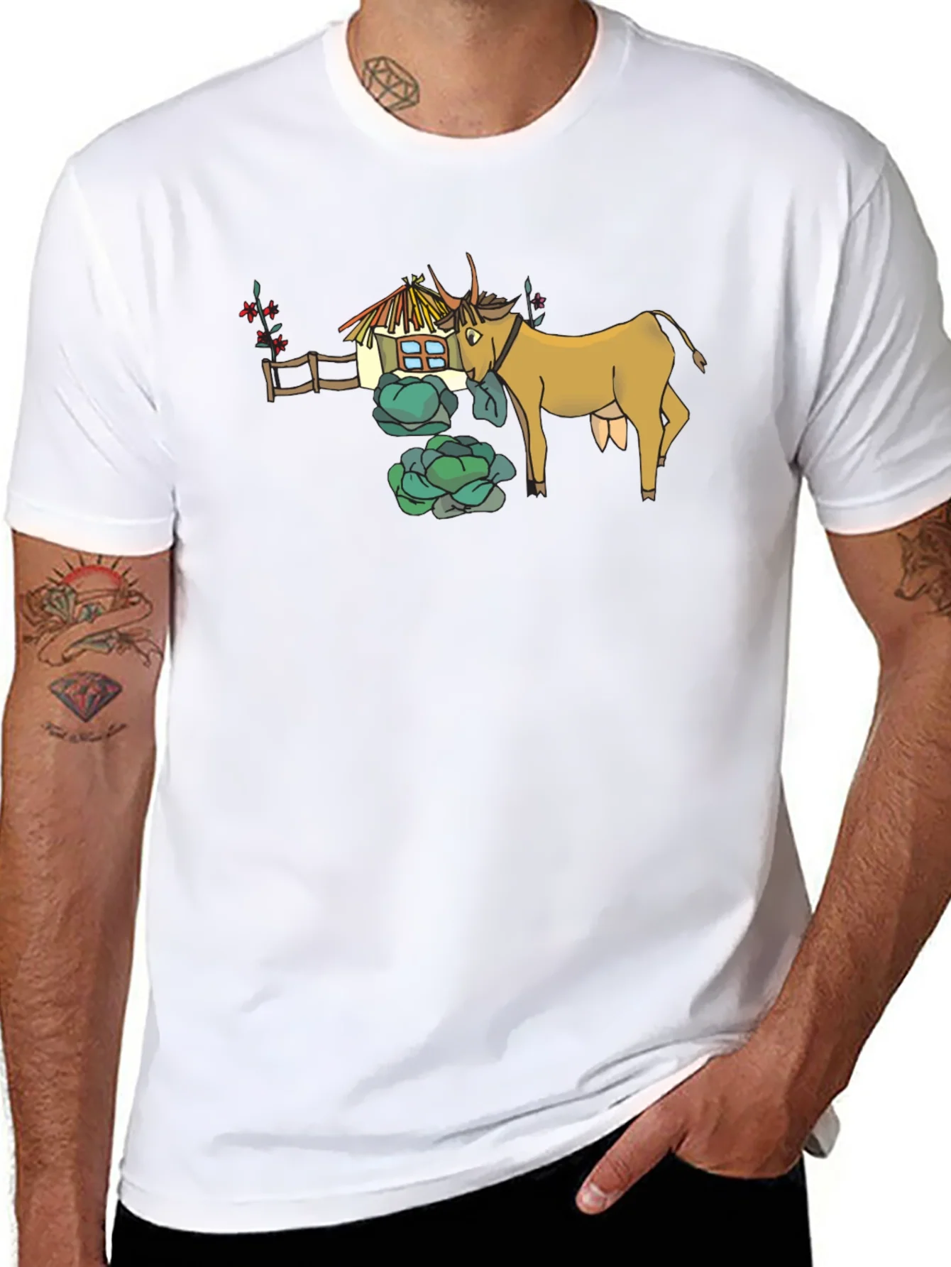 Rebbecca Quirky Cow & Farmhouse Graphic Tee - Black